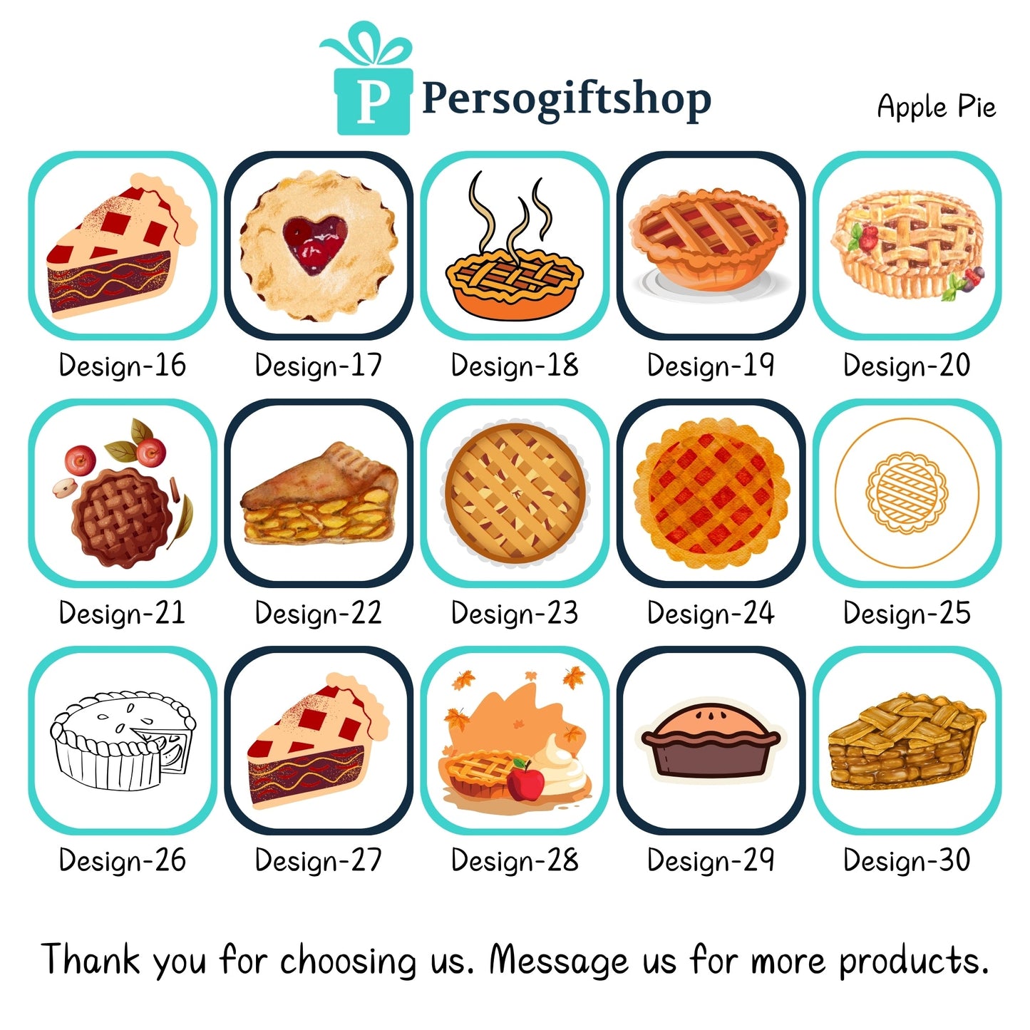 Personalized Apple Pie Printed Paper Napkins 15x15 Inch | Custom Party Napkins | 30 Unique Apple Pie Designs | Holiday, Event Decor
