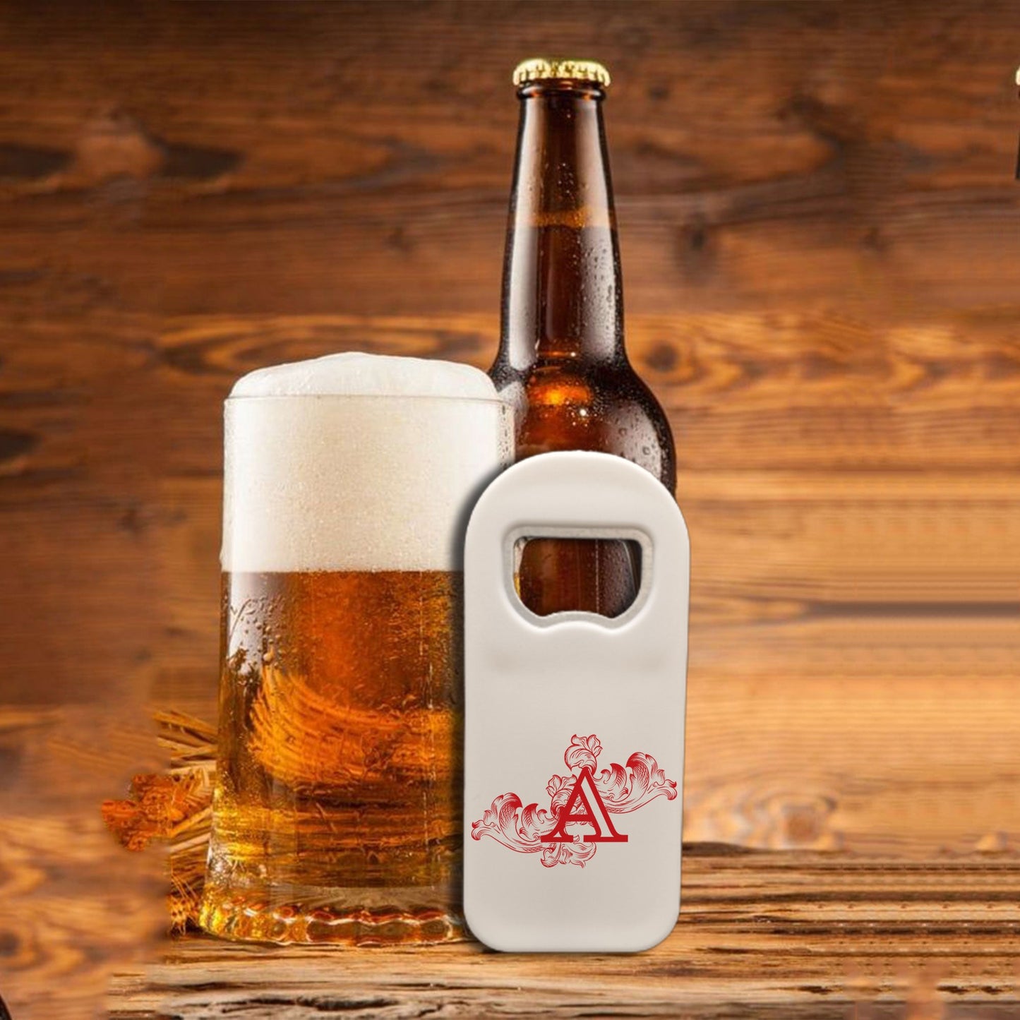 Personalized Bottle Opener Magnet, Monogram Letter Design, Custom 1.77x4.33 Inch Magnet, Elegant Bar or Kitchen Accessory, Unique Gift Idea
