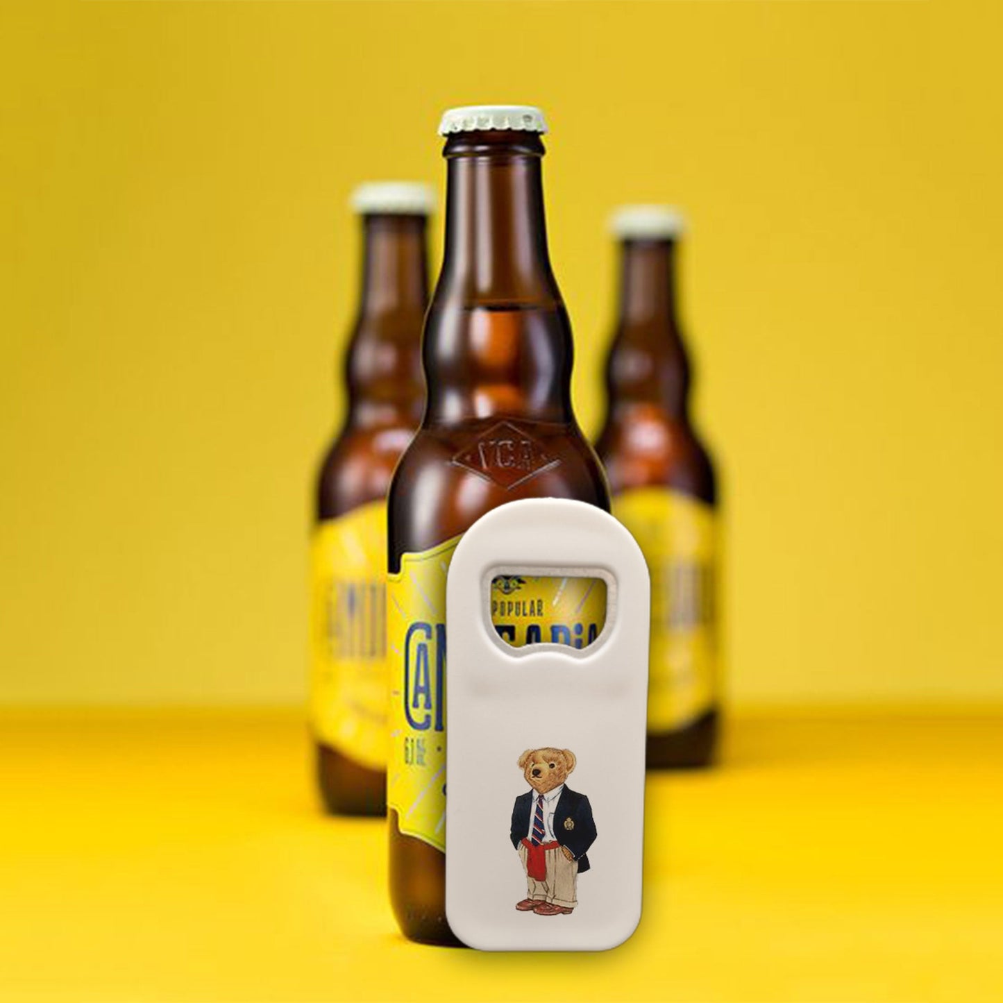 Personalized Bottle Opener Magnet, Teddy Bear Design, Custom 1.77x4.33 Inch Magnet, Unique Gift for Kids and Adults, Cute Bar or Kitchen Accessory