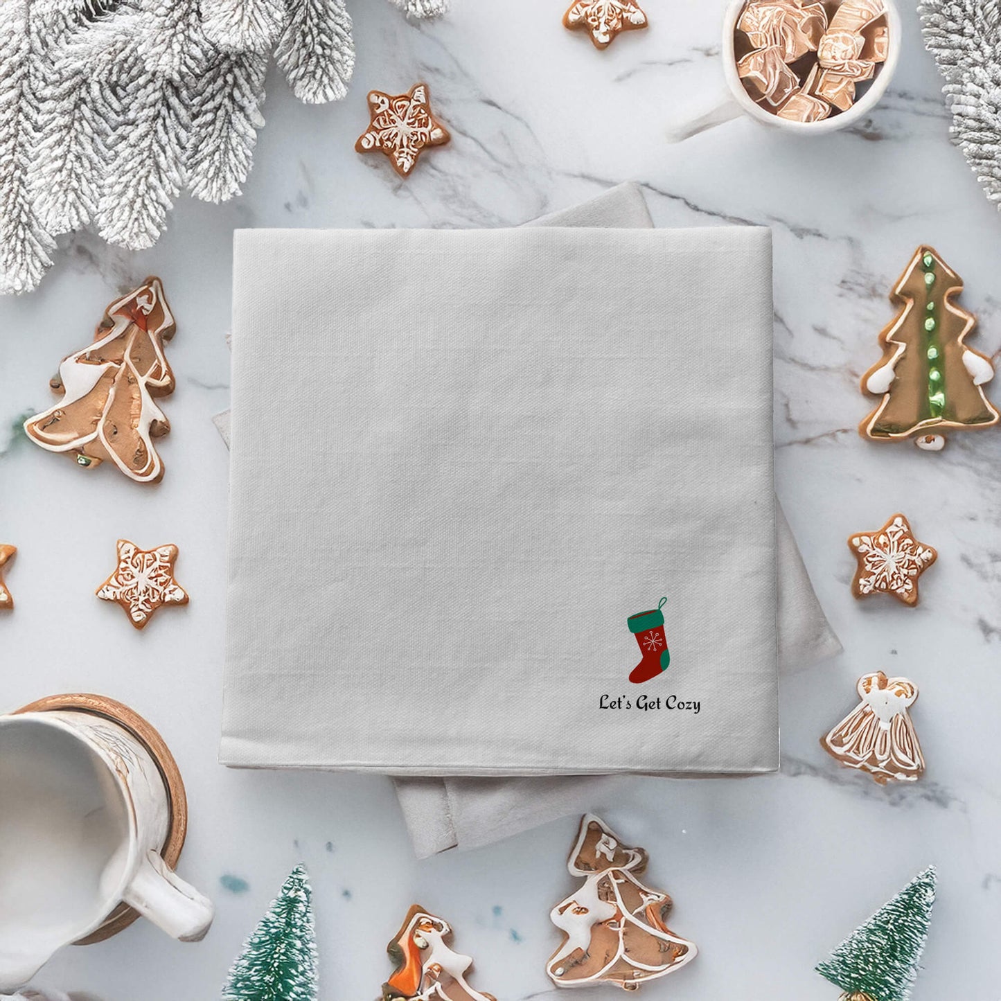 Personalized Christmas-Themed Printed Napkin, 16x16 Inches, Holiday Table Decor, Water Absorbent and Fade-Resistant Design