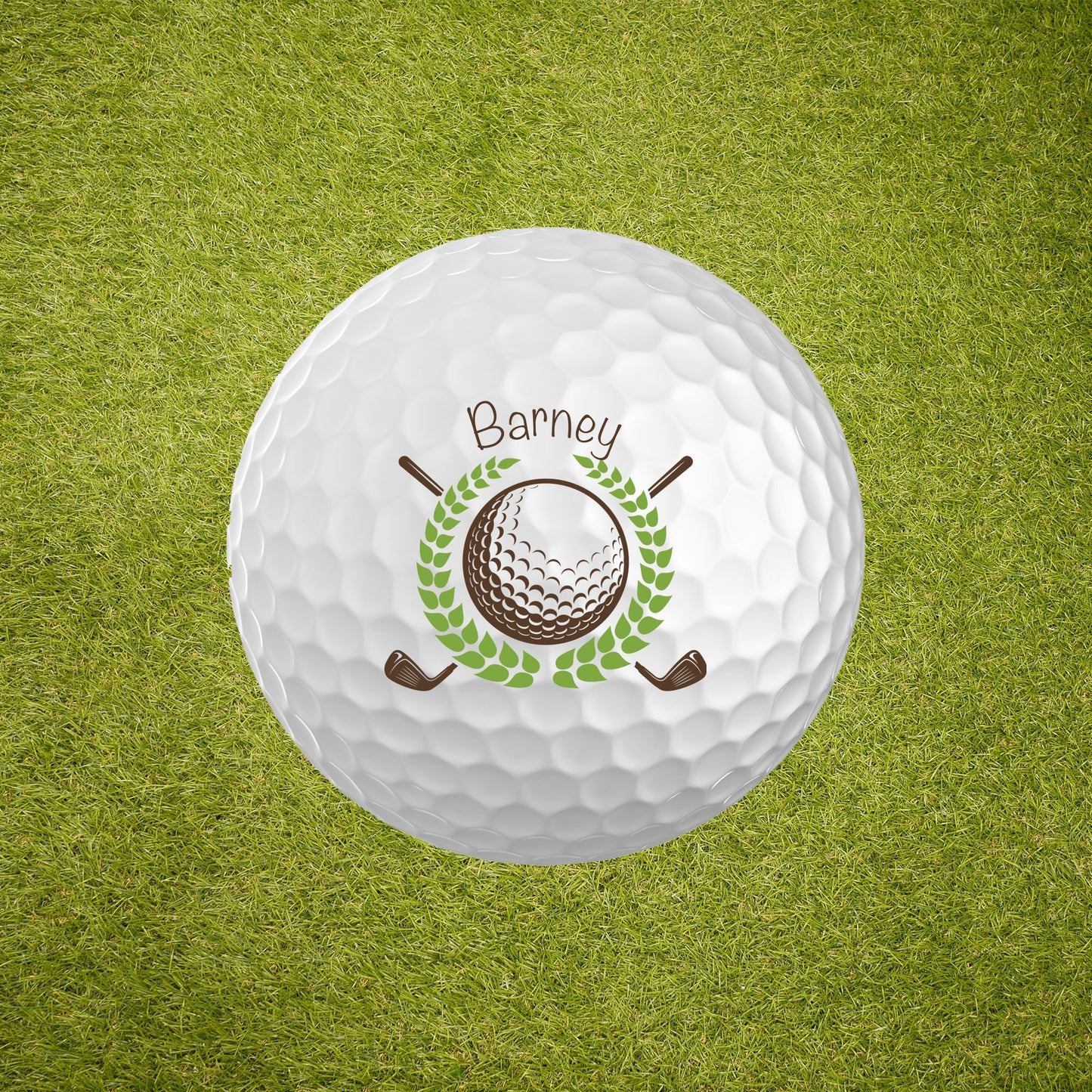 Custom Personalized Golf Ball with Name and Green Laurel Design, Unique Golf Gift, High-Quality Print, Perfect For Golfer Dad, Birthday Gift