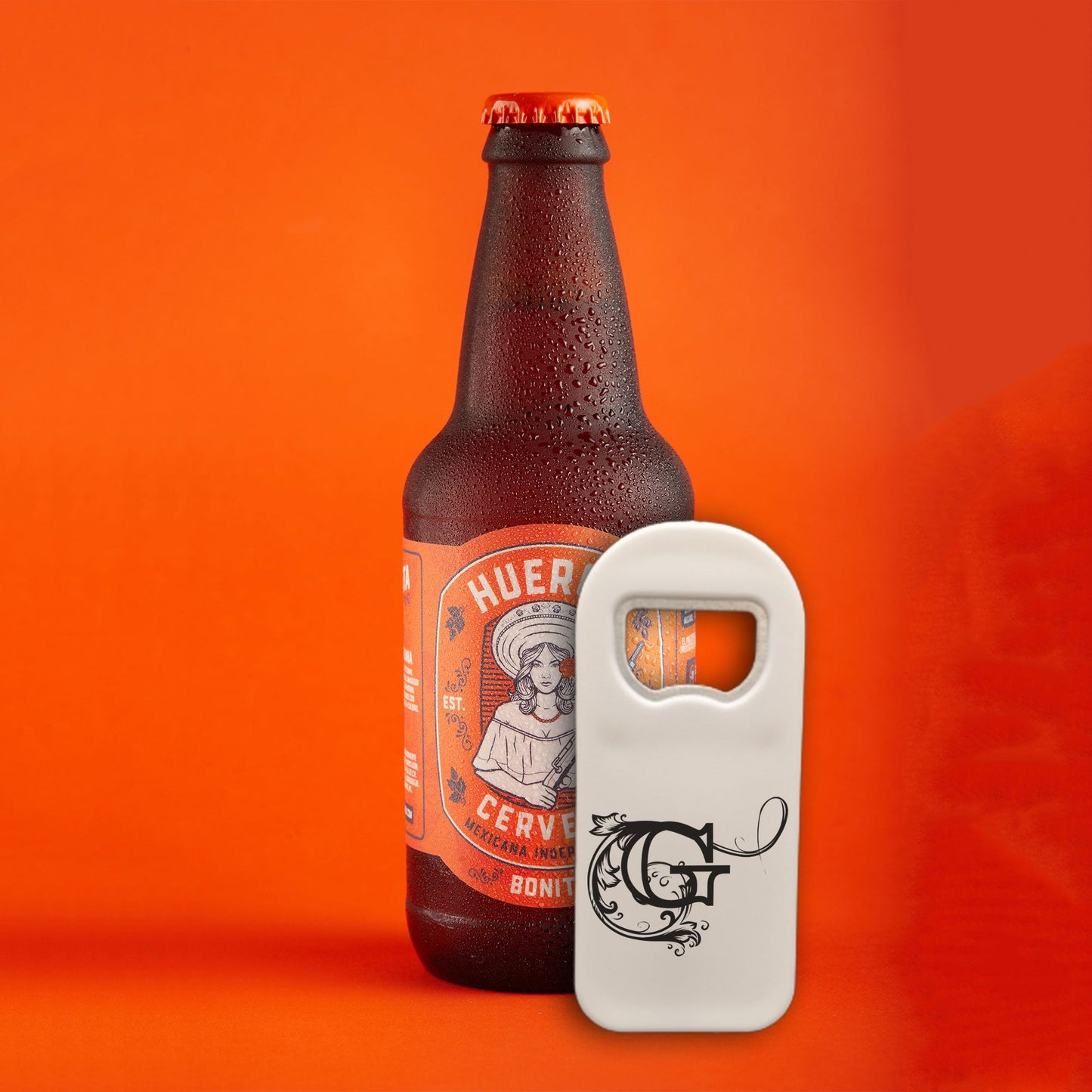 Personalized Bottle Opener Magnet, Monogram Letter Design, Custom 1.77x4.33 Inch Magnet, Elegant Bar or Kitchen Accessory, Unique Gift Idea