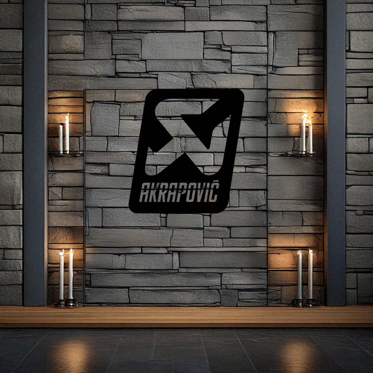Laser Cut Metal Wall Decor, Akrapovic Logo Design, Black Metal Wall Art, Exhaust Brand Decor, Garage Wall Accent, Motorsport Gift, Car Enthusiast Art
