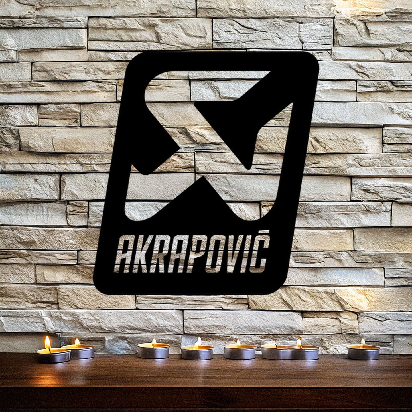 Laser Cut Metal Wall Decor, Akrapovic Logo Design, Black Metal Wall Art, Exhaust Brand Decor, Garage Wall Accent, Motorsport Gift, Car Enthusiast Art