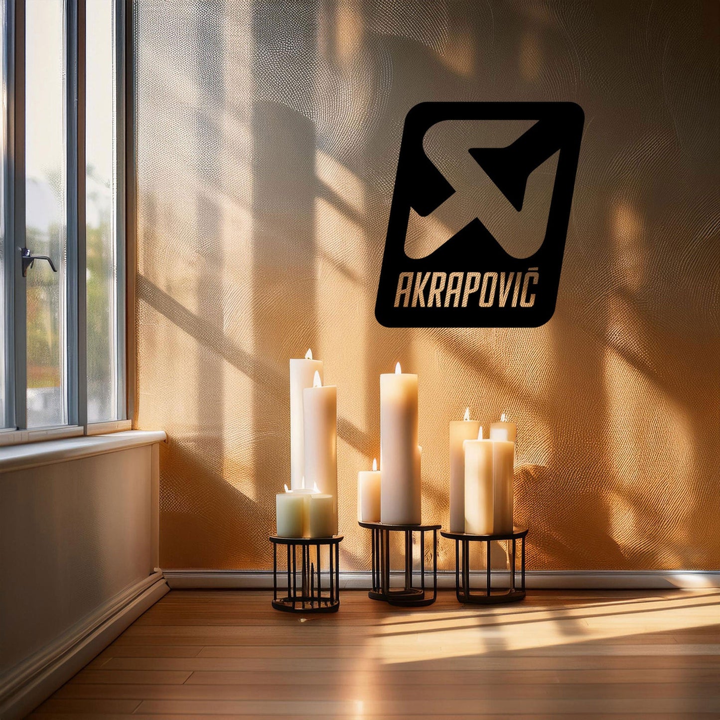 Laser Cut Metal Wall Decor, Akrapovic Logo Design, Black Metal Wall Art, Exhaust Brand Decor, Garage Wall Accent, Motorsport Gift, Car Enthusiast Art