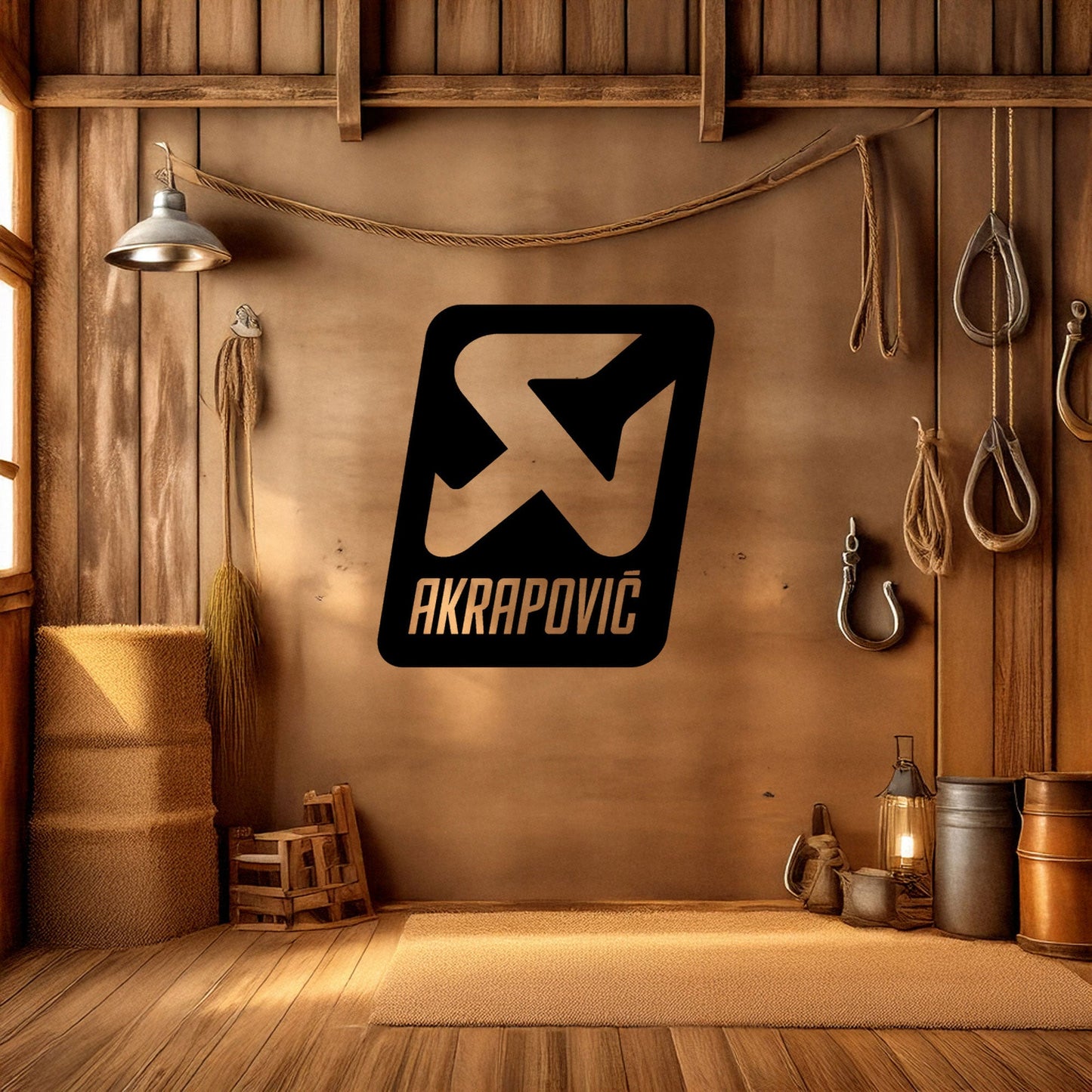 Laser Cut Metal Wall Decor, Akrapovic Logo Design, Black Metal Wall Art, Exhaust Brand Decor, Garage Wall Accent, Motorsport Gift, Car Enthusiast Art