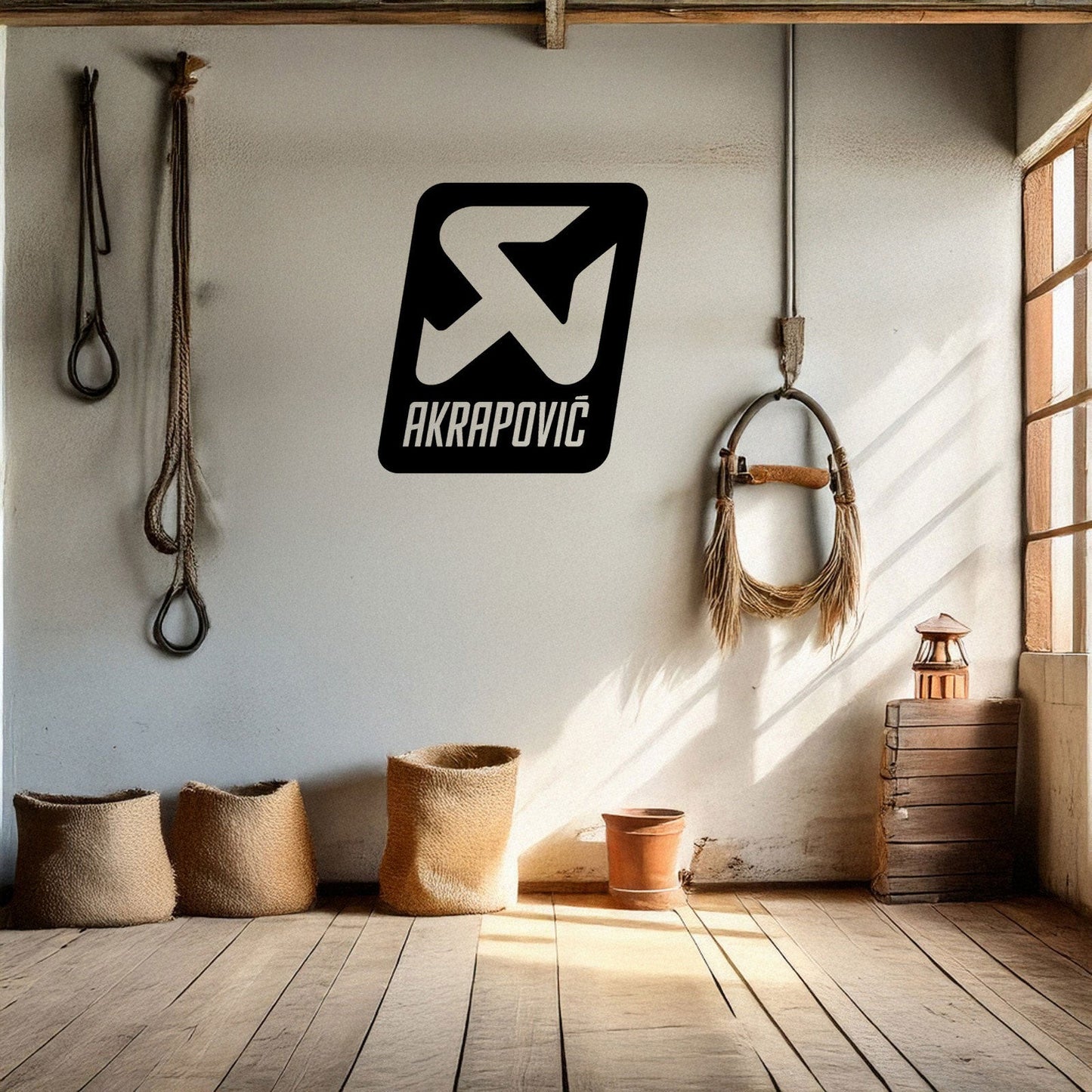 Laser Cut Metal Wall Decor, Akrapovic Logo Design, Black Metal Wall Art, Exhaust Brand Decor, Garage Wall Accent, Motorsport Gift, Car Enthusiast Art