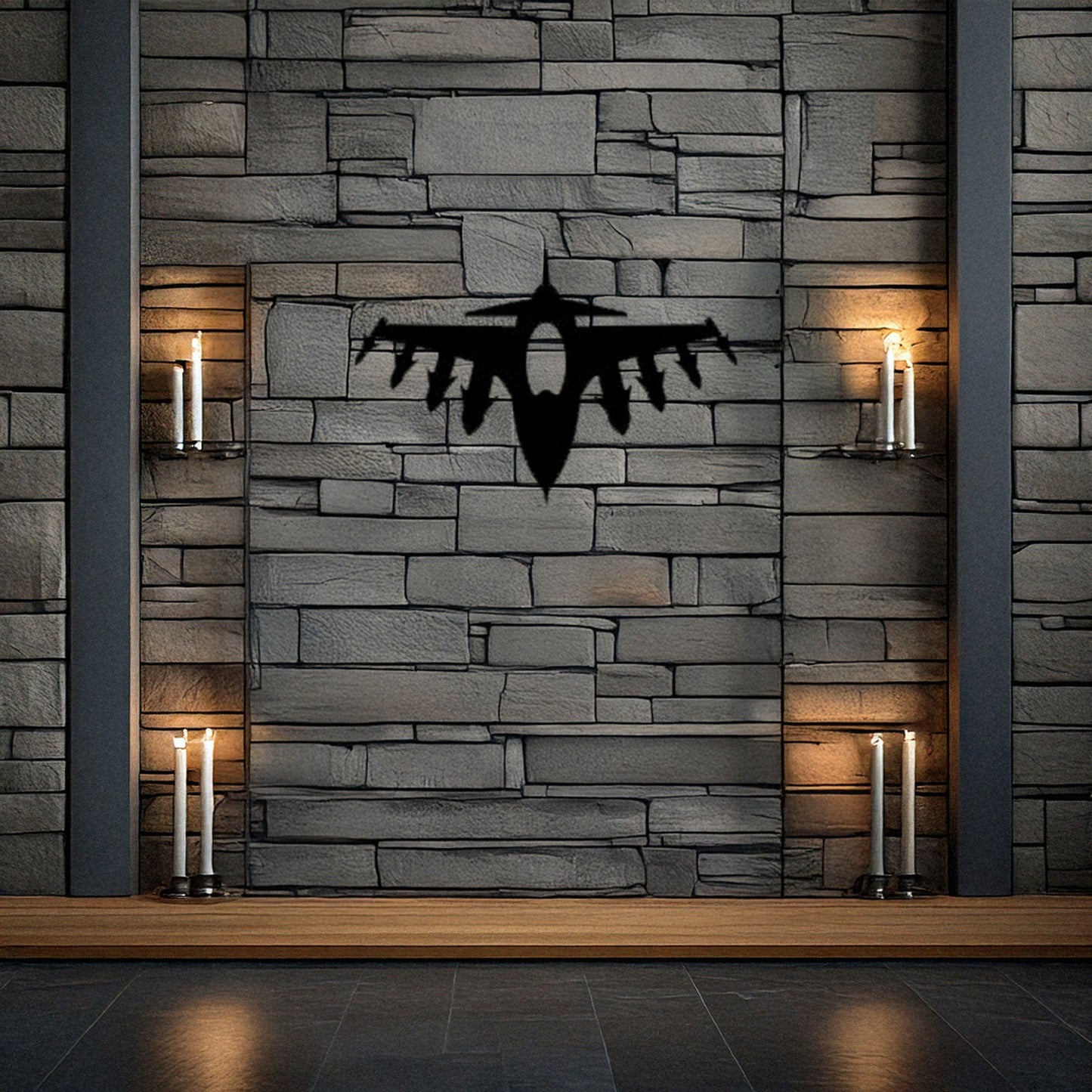 Laser Cut Metal Wall Decor, F16 Fighter Jet Design, Black Metal Wall Art, Aviation Decor Gift, Pilot Room Accent, Modern Airplane Wall Art