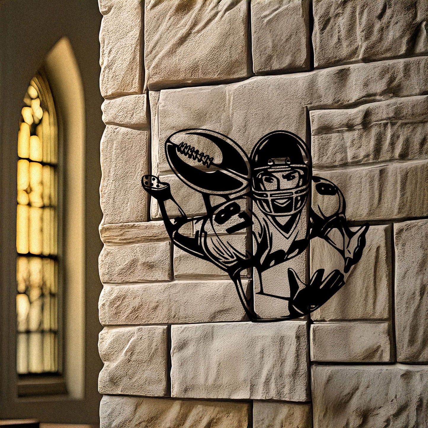 Laser Cut Metal Wall Decor, American Football Player Design, Black Metal Wall Art, Sports Enthusiast Gift, Athlete Room Decor, Game Day Wall Accent
