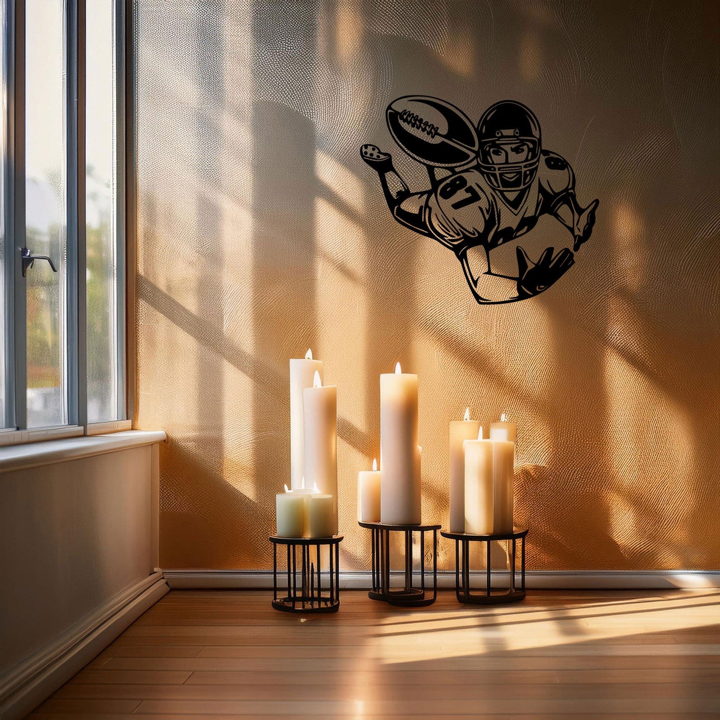 Laser Cut Metal Wall Decor, American Football Player Design, Black Metal Wall Art, Sports Enthusiast Gift, Athlete Room Decor, Game Day Wall Accent