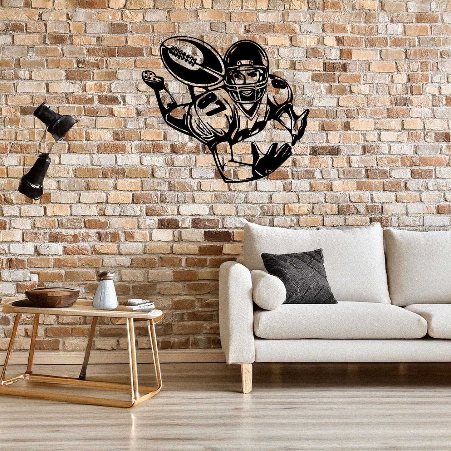 Laser Cut Metal Wall Decor, American Football Player Design, Black Metal Wall Art, Sports Enthusiast Gift, Athlete Room Decor, Game Day Wall Accent