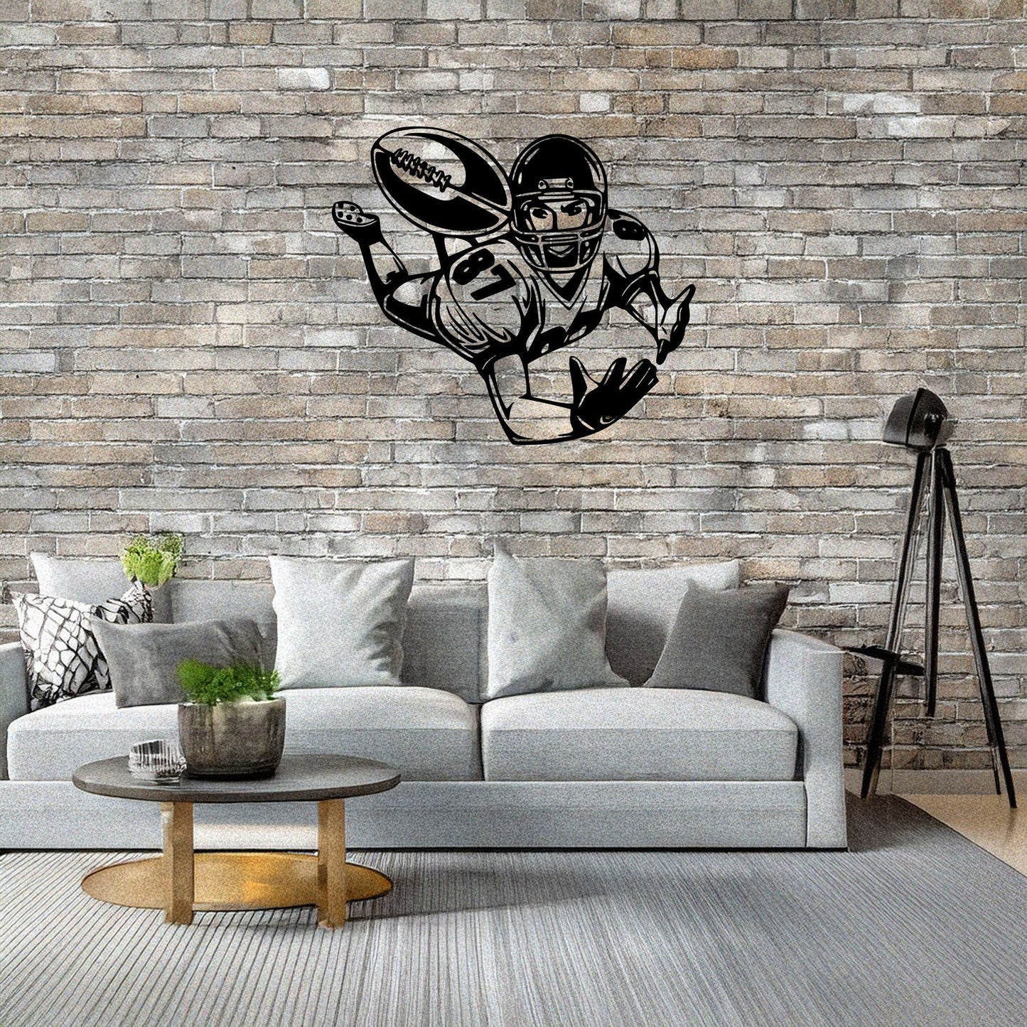 Laser Cut Metal Wall Decor, American Football Player Design, Black Metal Wall Art, Sports Enthusiast Gift, Athlete Room Decor, Game Day Wall Accent