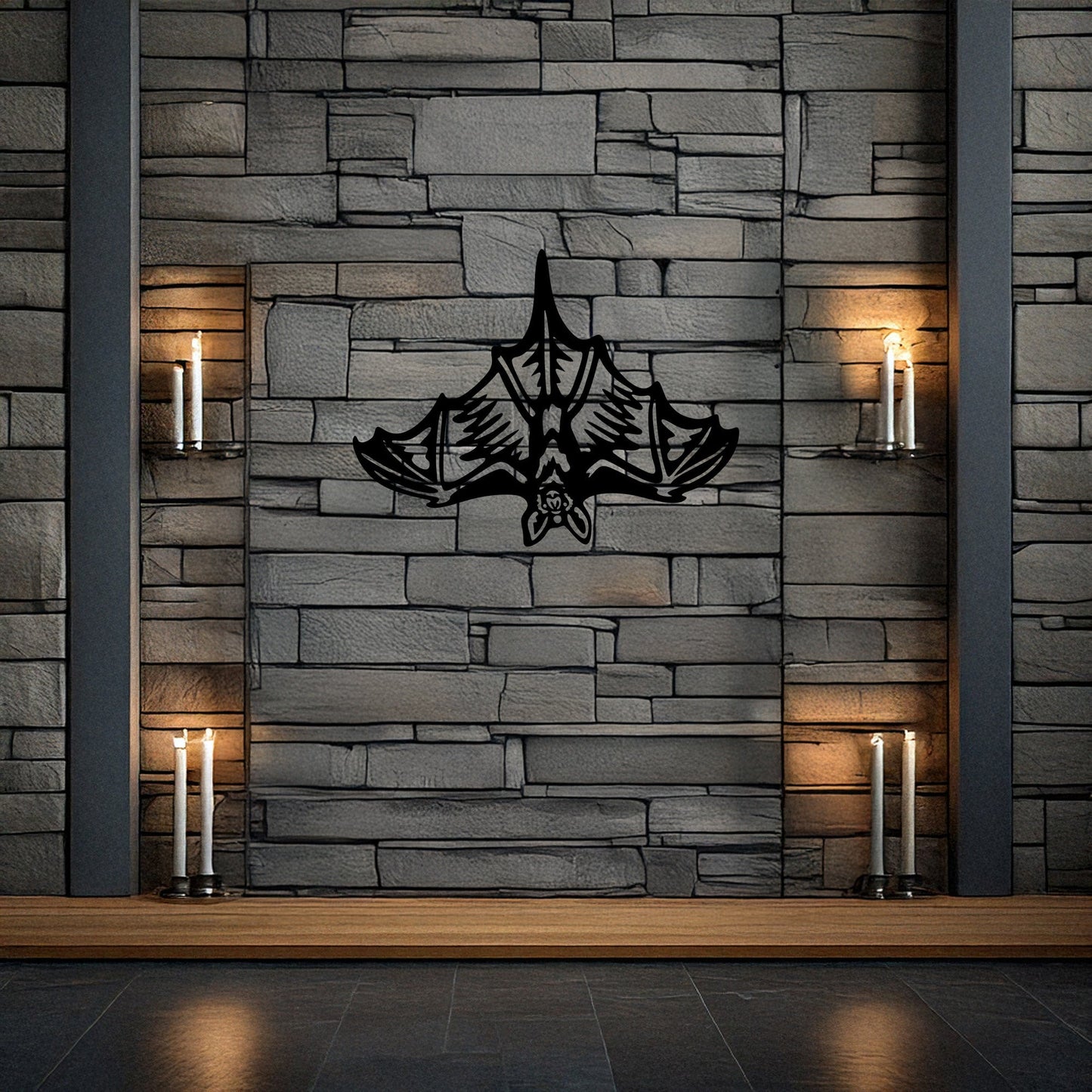 Laser Cut Metal Wall Decor, Bat Silhouette Design, Black Metal Wall Art, Gothic Home Accent, Halloween Wall Decor, Gift for Bat Lovers