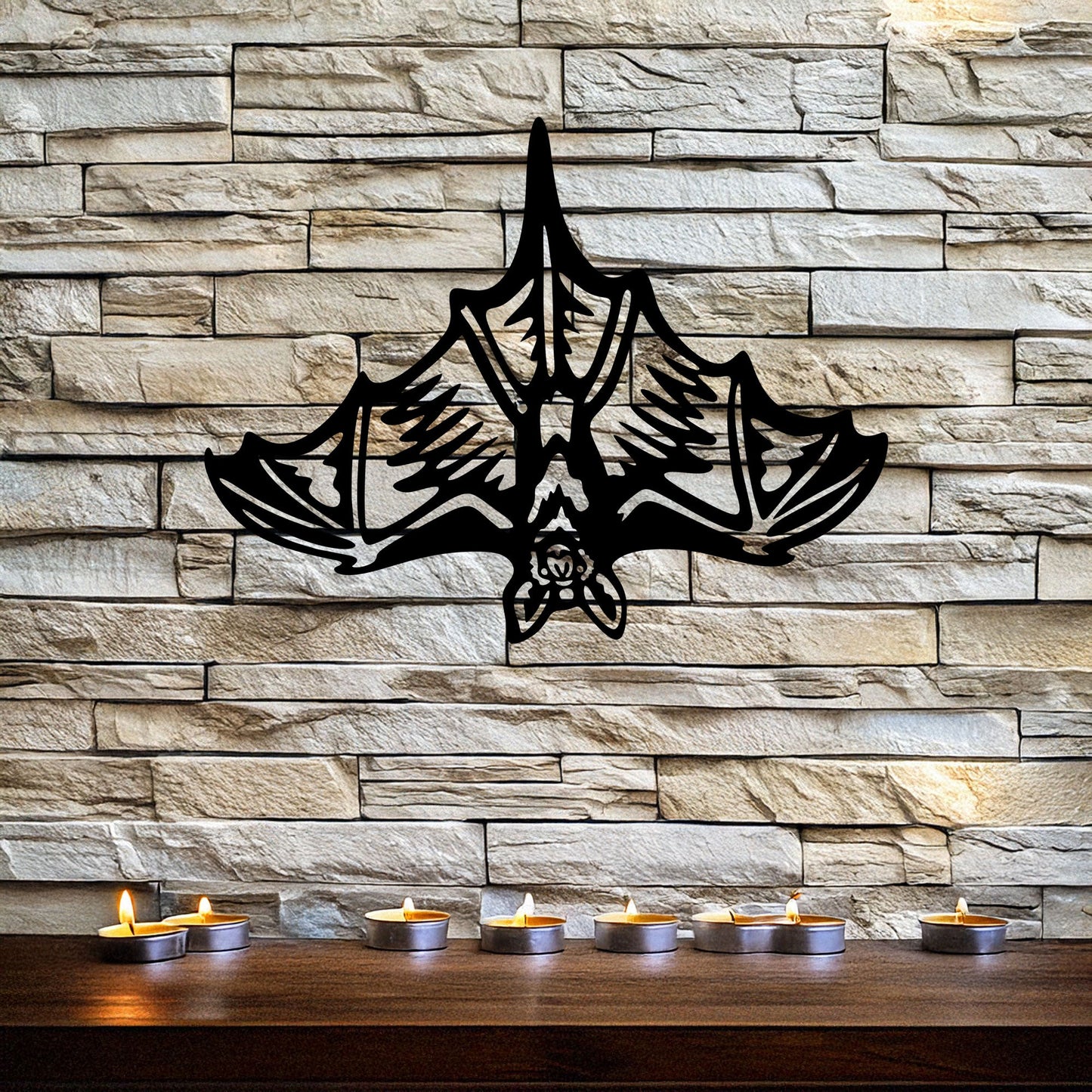 Laser Cut Metal Wall Decor, Bat Silhouette Design, Black Metal Wall Art, Gothic Home Accent, Halloween Wall Decor, Gift for Bat Lovers