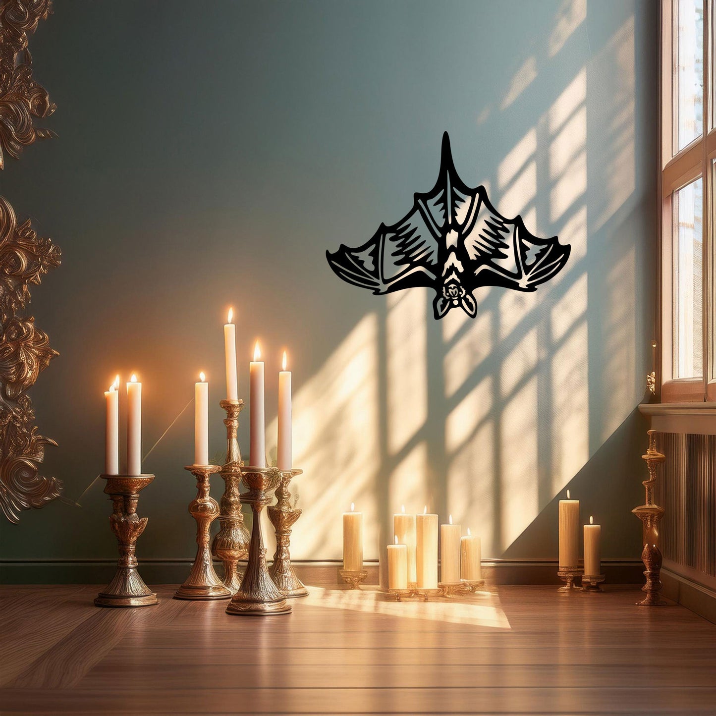 Laser Cut Metal Wall Decor, Bat Silhouette Design, Black Metal Wall Art, Gothic Home Accent, Halloween Wall Decor, Gift for Bat Lovers