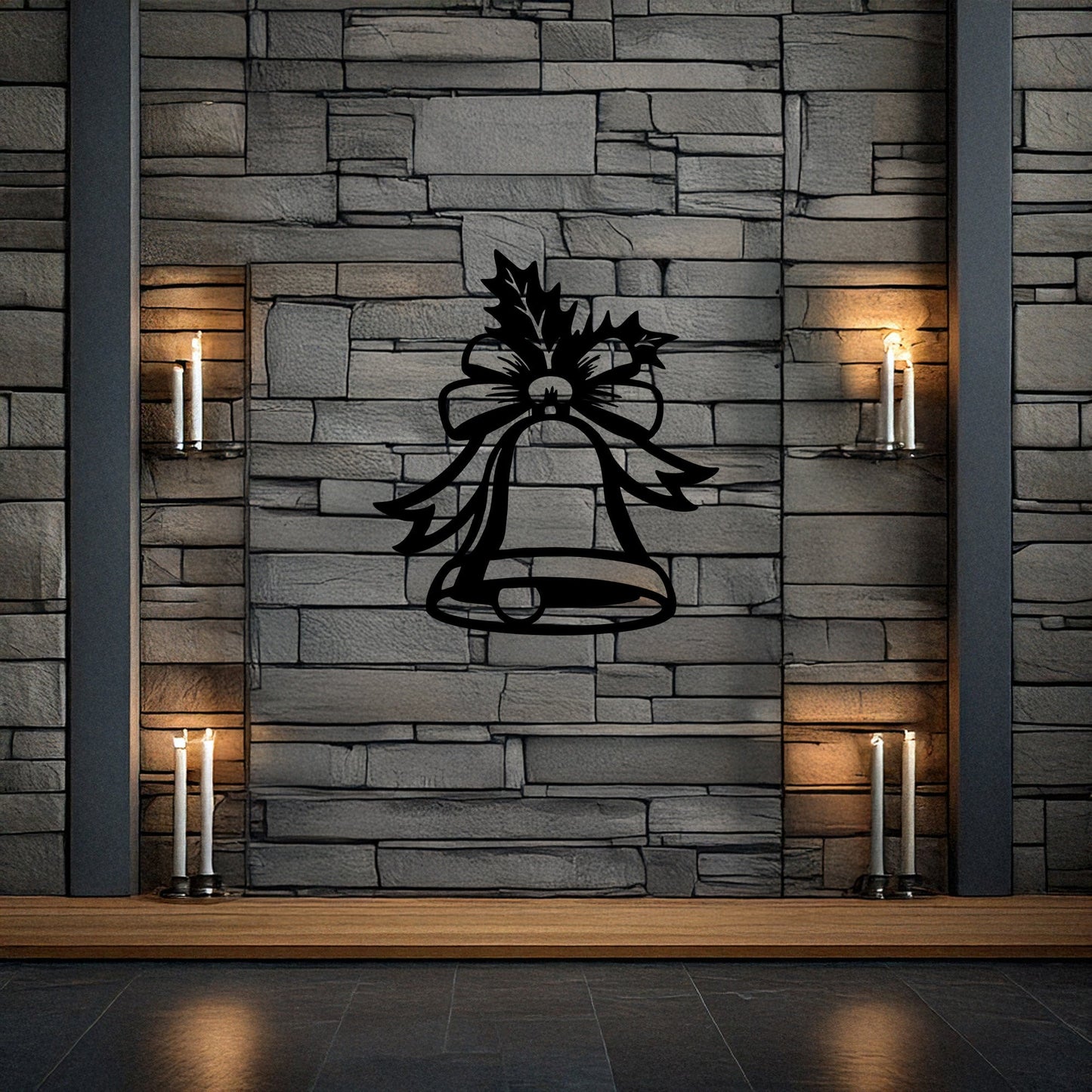 Laser Cut Metal Wall Decor, Christmas Bell Design, Black Holiday Wall Art, Festive Home Decor, Matte Black Accent, Christmas Gift Idea