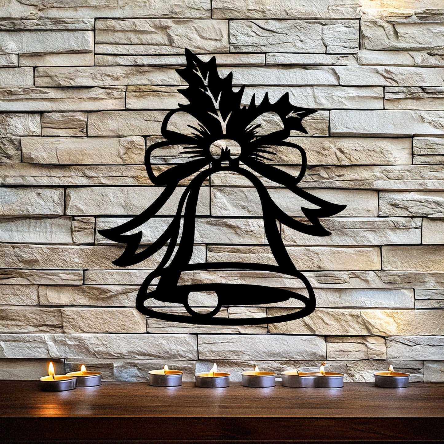 Laser Cut Metal Wall Decor, Christmas Bell Design, Black Holiday Wall Art, Festive Home Decor, Matte Black Accent, Christmas Gift Idea