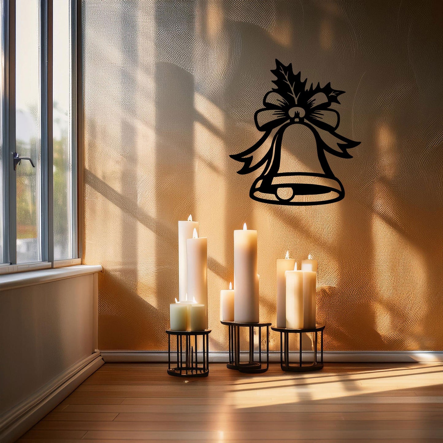 Laser Cut Metal Wall Decor, Christmas Bell Design, Black Holiday Wall Art, Festive Home Decor, Matte Black Accent, Christmas Gift Idea