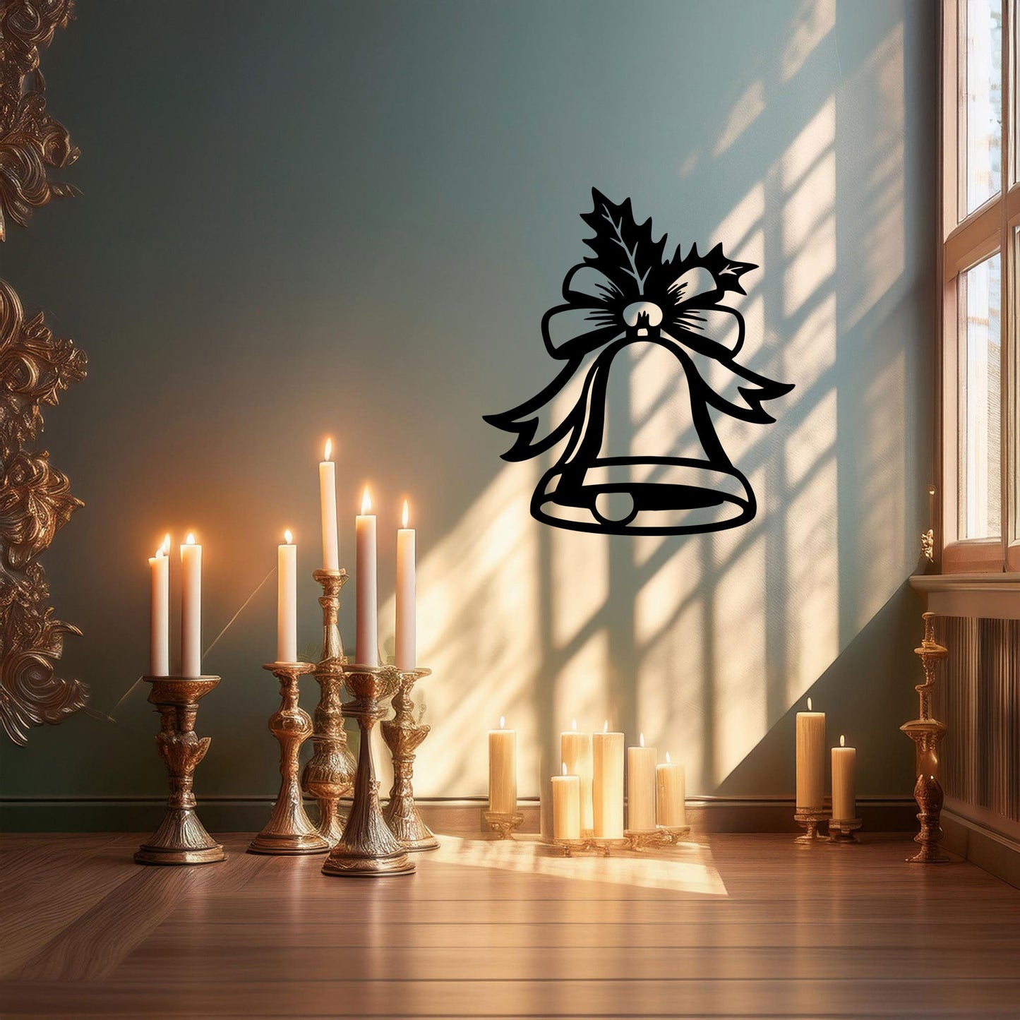 Laser Cut Metal Wall Decor, Christmas Bell Design, Black Holiday Wall Art, Festive Home Decor, Matte Black Accent, Christmas Gift Idea