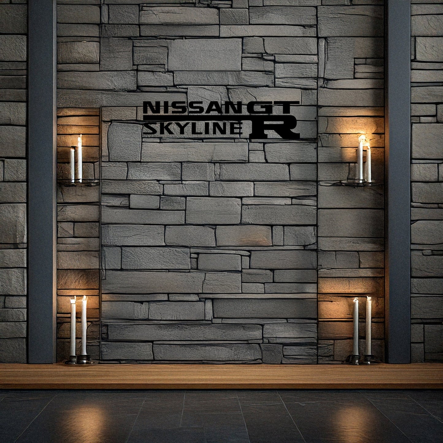 Laser Cut Metal Wall Decor, Nissan Skyline GTR Design, Black Automotive Wall Art, Car Enthusiast Gift, Matte Black Garage Decor