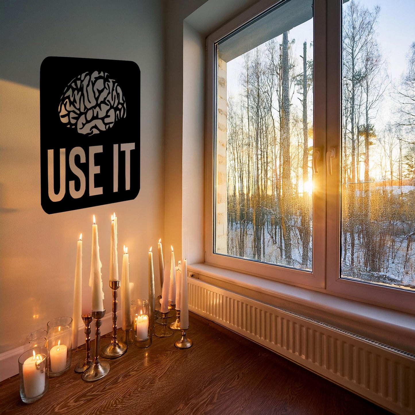 Laser Cut Metal Wall Decor, "Use It Brain" Design, Black Inspirational Wall Art, Motivational Office Decor, Matte Black Home Accent