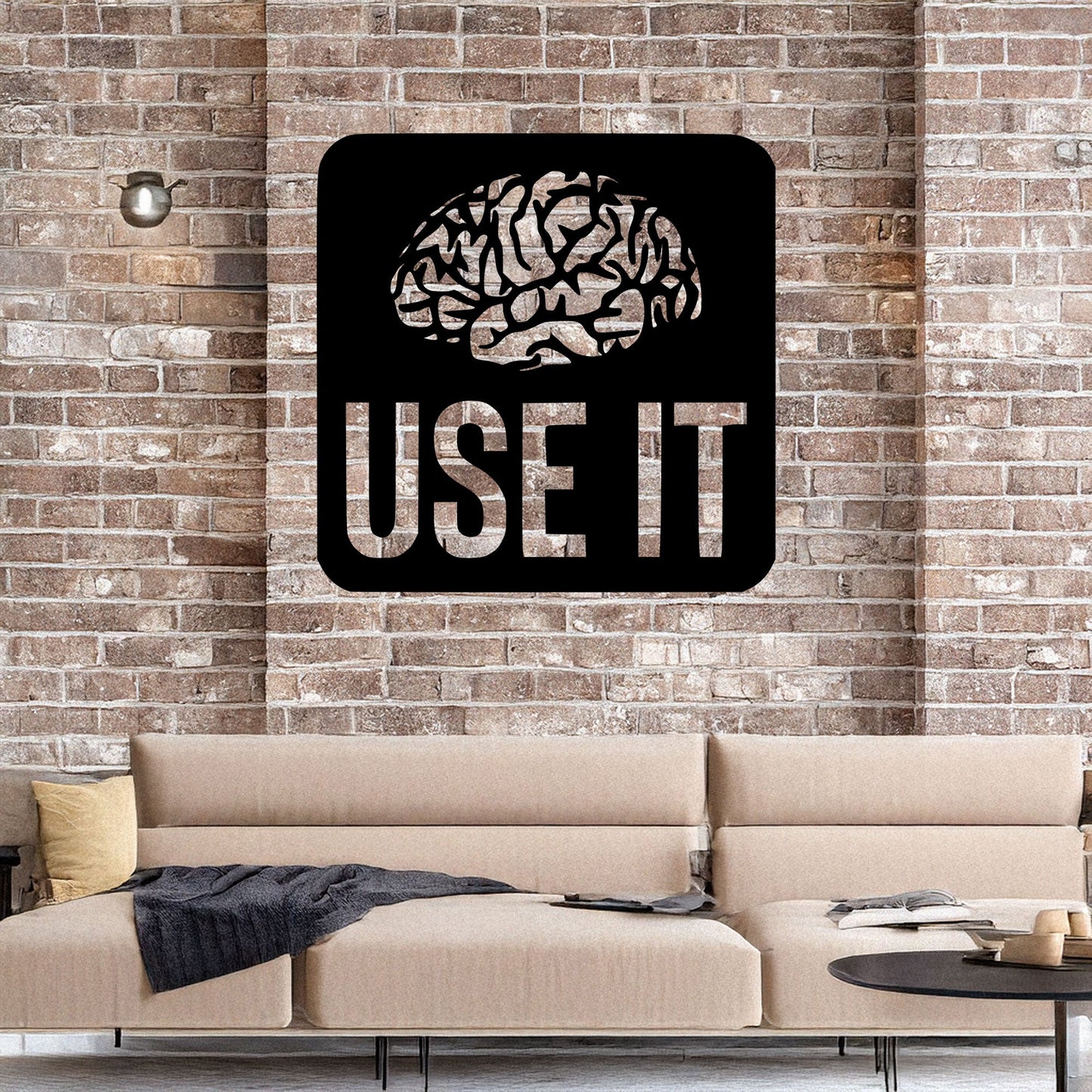 Laser Cut Metal Wall Decor, "Use It Brain" Design, Black Inspirational Wall Art, Motivational Office Decor, Matte Black Home Accent