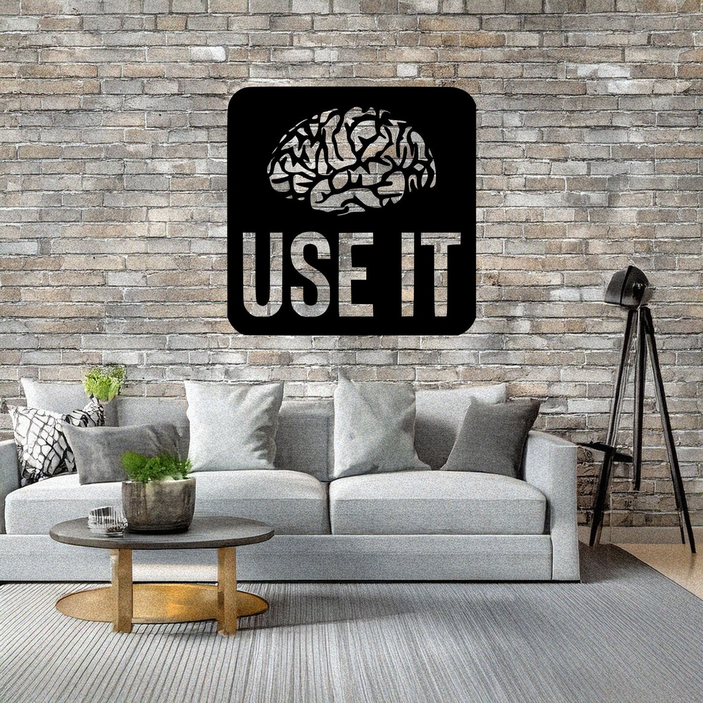 Laser Cut Metal Wall Decor, "Use It Brain" Design, Black Inspirational Wall Art, Motivational Office Decor, Matte Black Home Accent