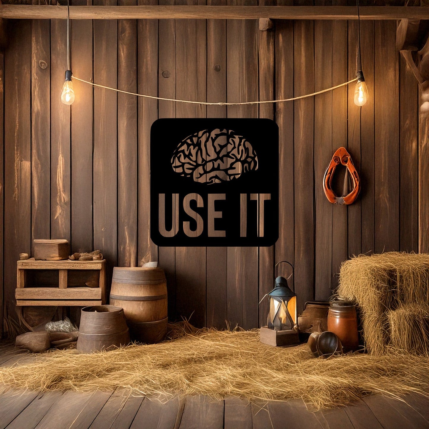 Laser Cut Metal Wall Decor, "Use It Brain" Design, Black Inspirational Wall Art, Motivational Office Decor, Matte Black Home Accent