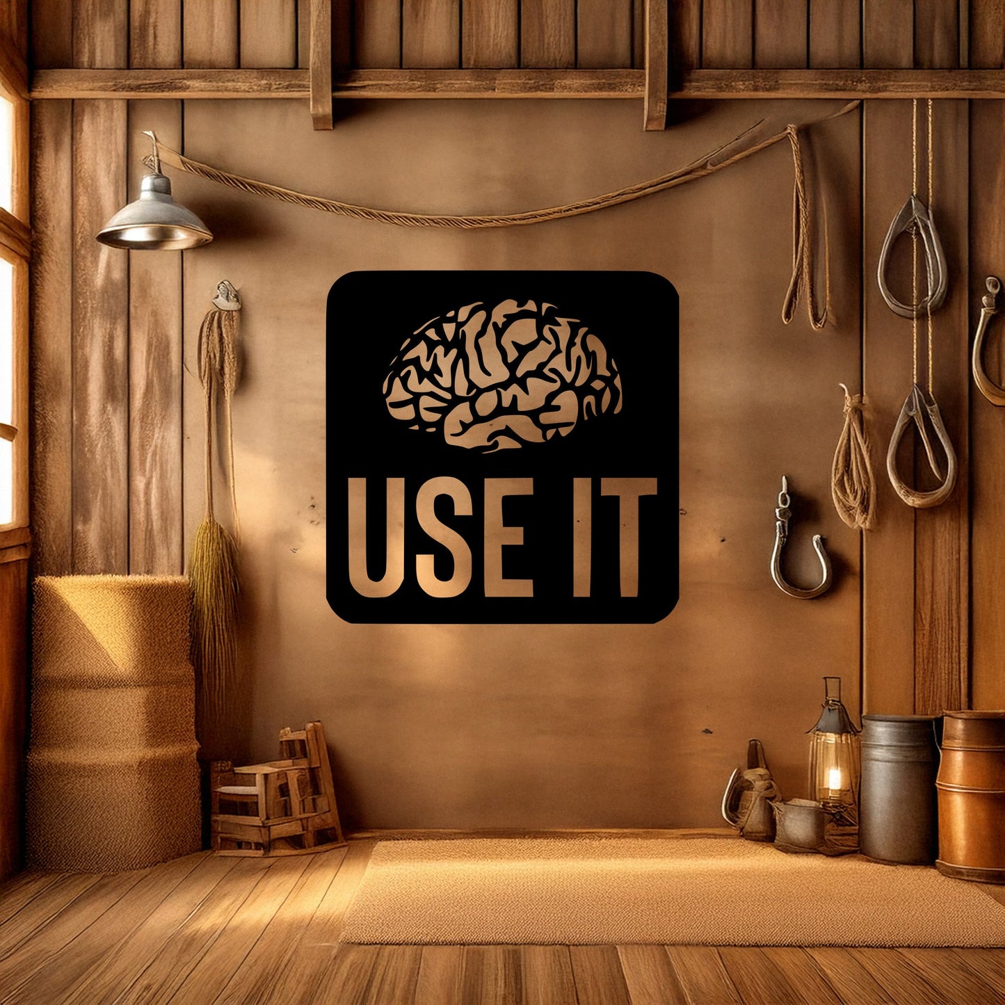Laser Cut Metal Wall Decor, "Use It Brain" Design, Black Inspirational Wall Art, Motivational Office Decor, Matte Black Home Accent