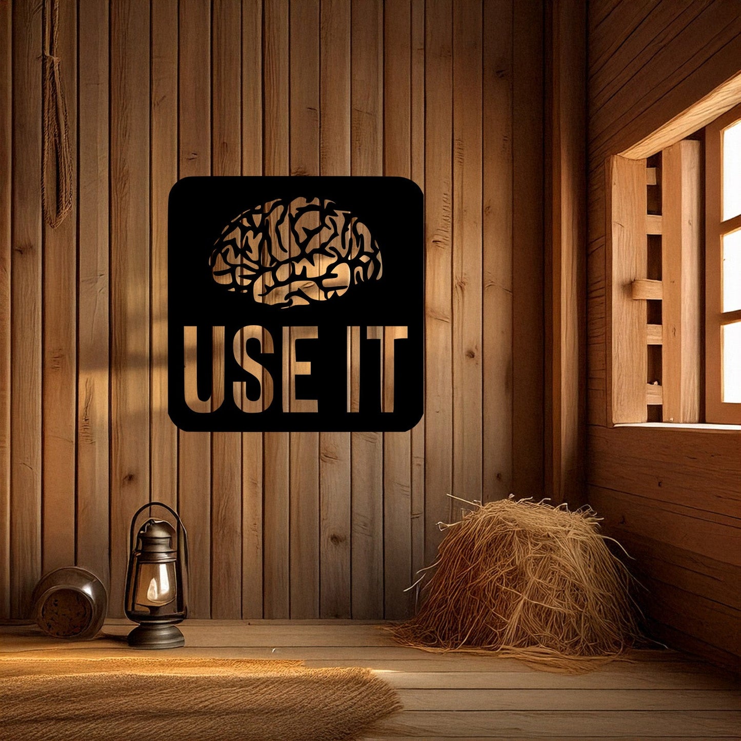 Laser Cut Metal Wall Decor, "Use It Brain" Design, Black Inspirational Wall Art, Motivational Office Decor, Matte Black Home Accent