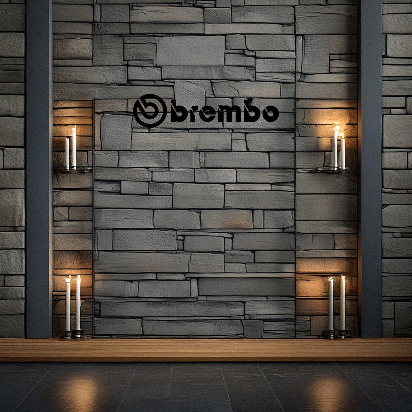 Laser Cut Metal Wall Decor, Brembo Logo Design, Black Automotive Wall Art, Garage Decor Accent, Racing Enthusiast Gift, Matte Black Wall Art