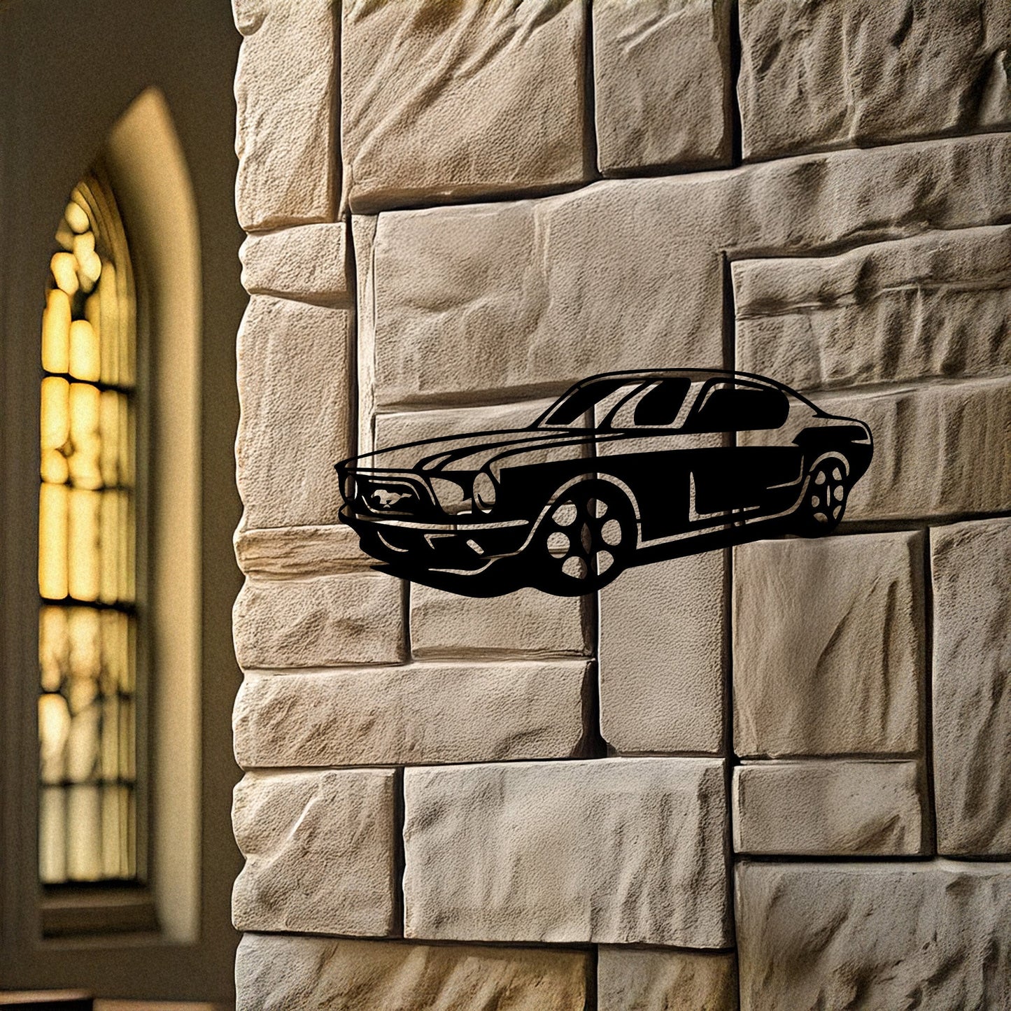 Laser Cut Metal Wall Decor, Mustang Design, Black Automotive Wall Art, Garage Decor Accent, Car Enthusiast Gift, Matte Black Mustang Wall Art