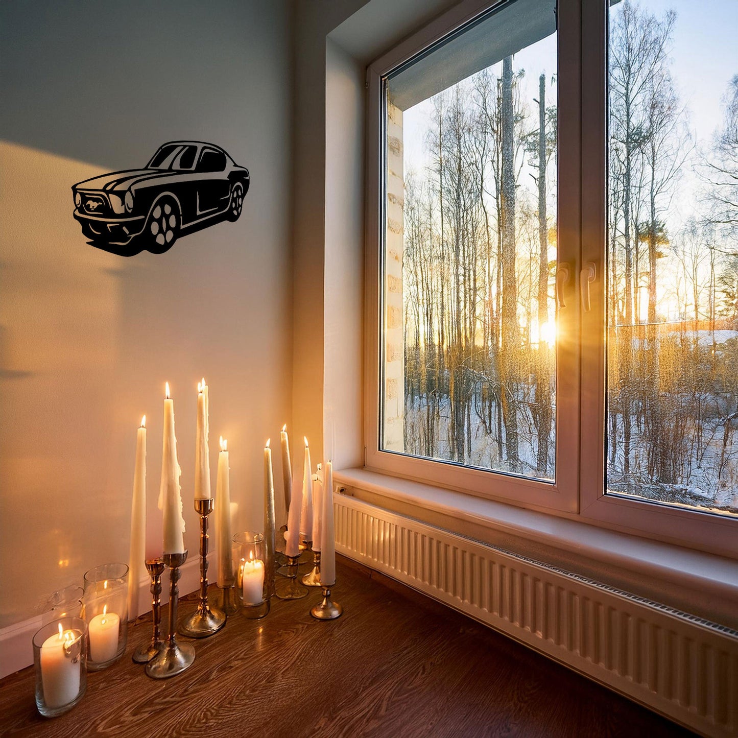Laser Cut Metal Wall Decor, Mustang Design, Black Automotive Wall Art, Garage Decor Accent, Car Enthusiast Gift, Matte Black Mustang Wall Art