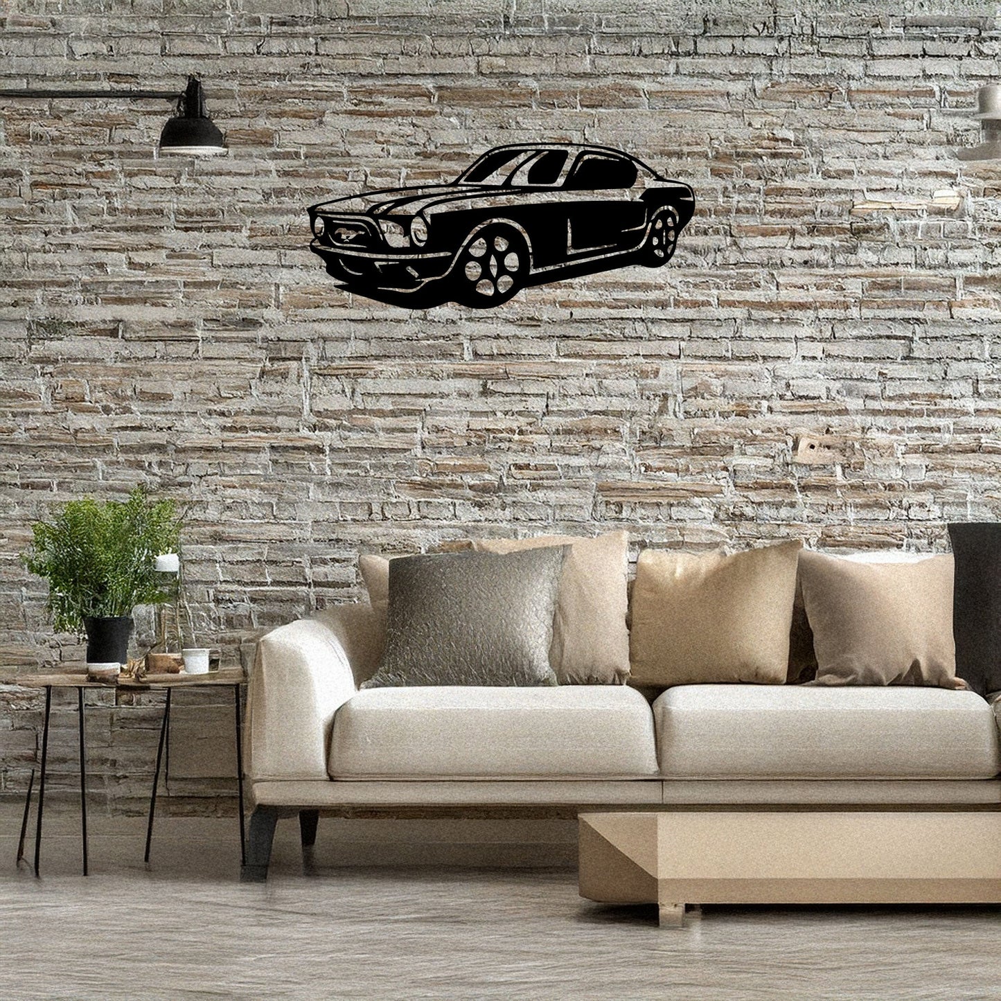 Laser Cut Metal Wall Decor, Mustang Design, Black Automotive Wall Art, Garage Decor Accent, Car Enthusiast Gift, Matte Black Mustang Wall Art