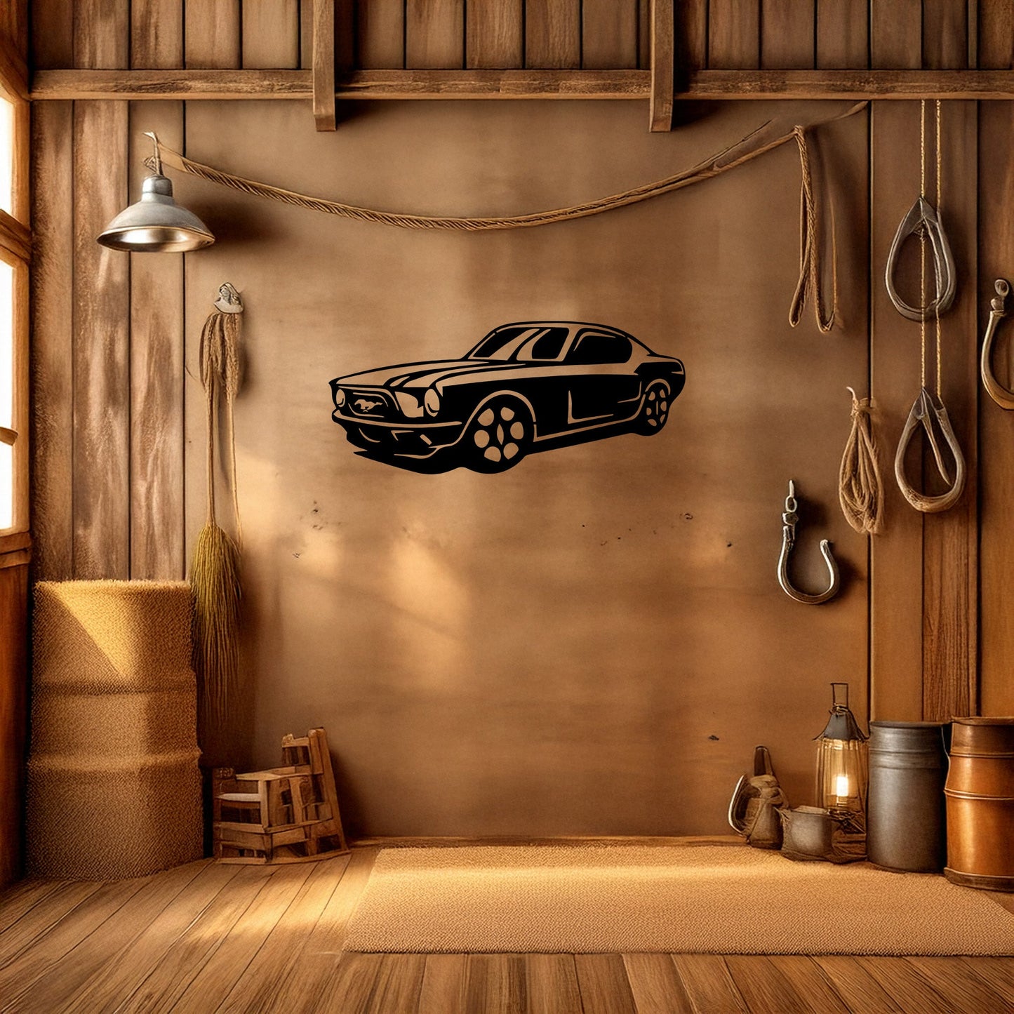 Laser Cut Metal Wall Decor, Mustang Design, Black Automotive Wall Art, Garage Decor Accent, Car Enthusiast Gift, Matte Black Mustang Wall Art