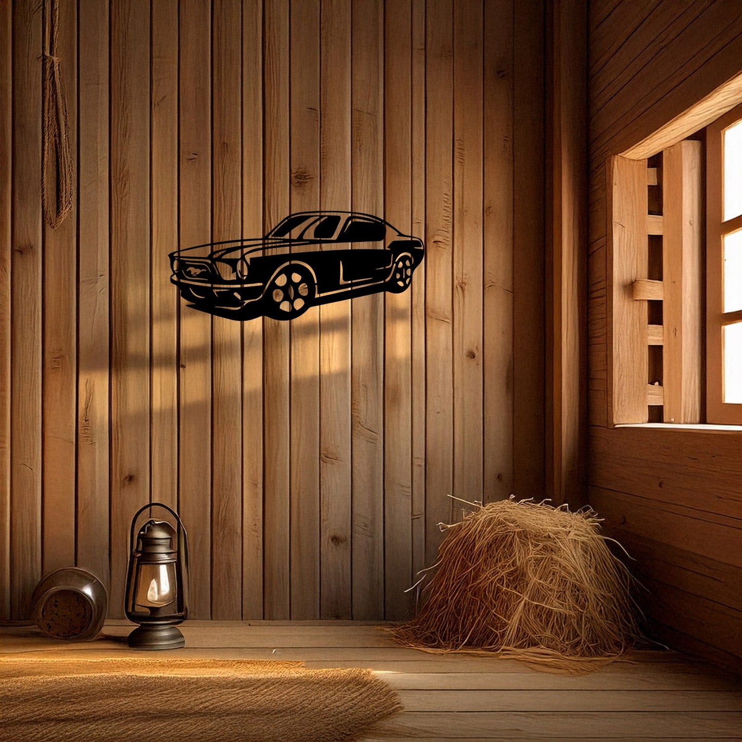 Laser Cut Metal Wall Decor, Mustang Design, Black Automotive Wall Art, Garage Decor Accent, Car Enthusiast Gift, Matte Black Mustang Wall Art