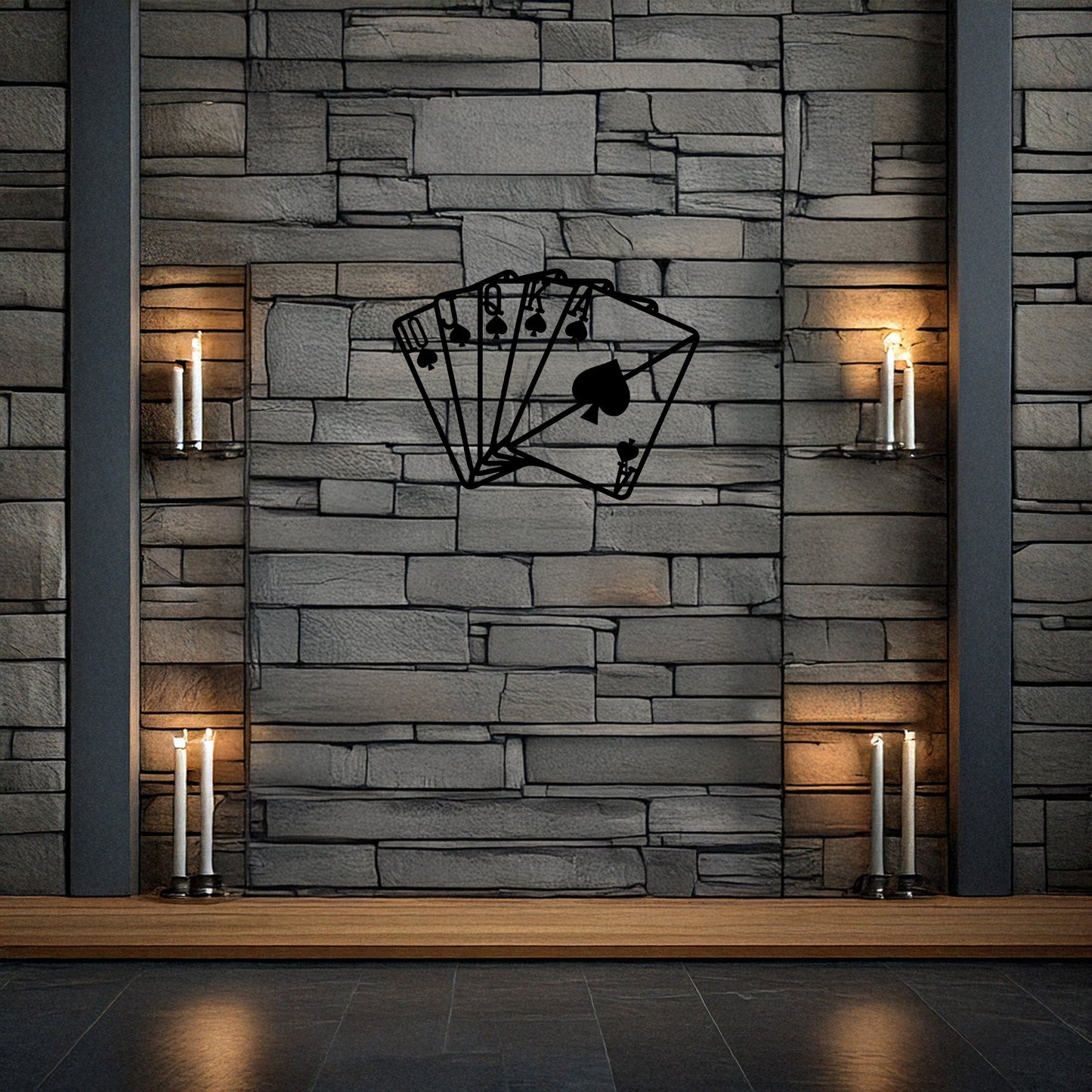 Laser Cut Metal Wall Decor, Playing Cards Design, Black Game Room Wall Art, Poker Decor Accent, Matte Black Wall Art, Casino Lover Gift