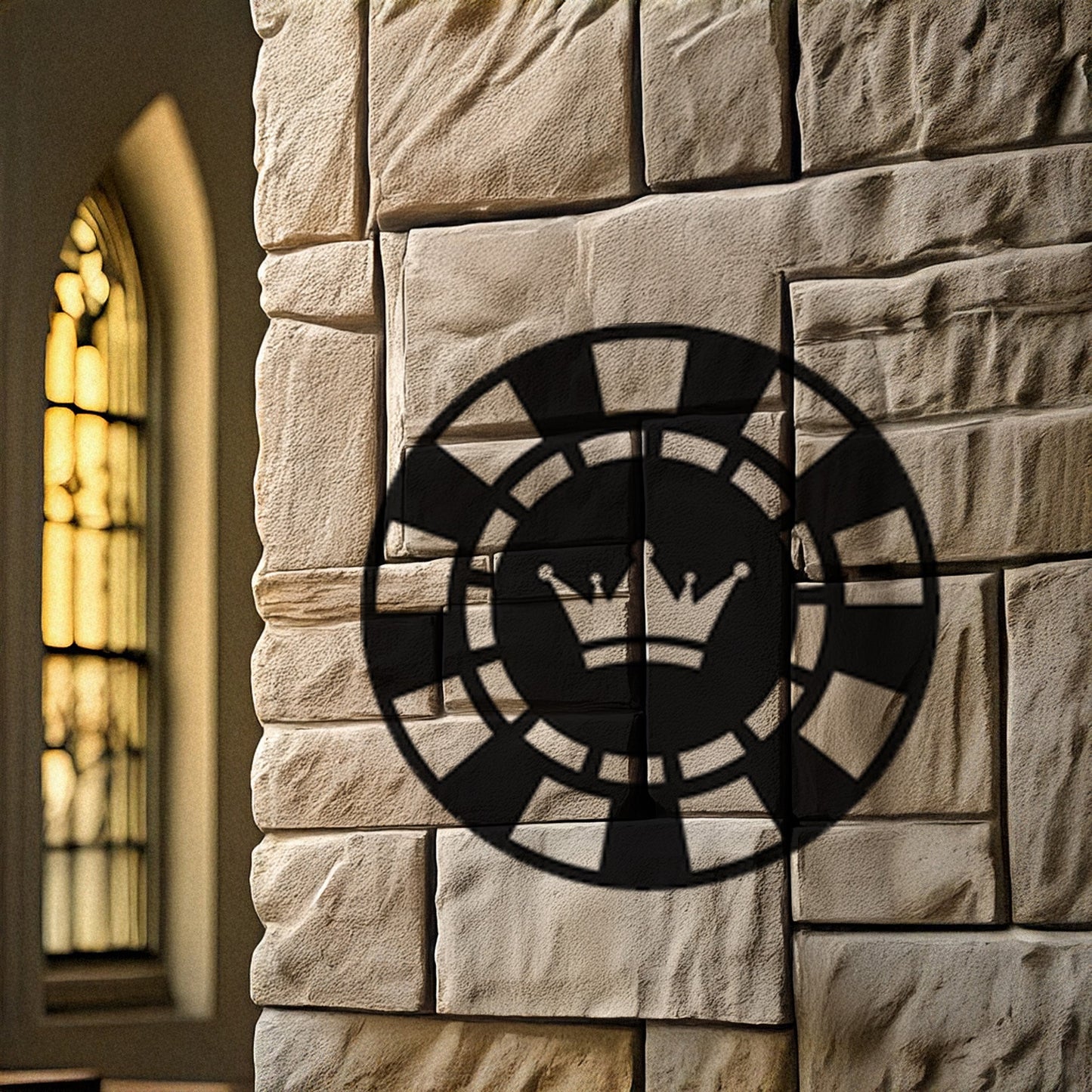 Laser Cut Metal Wall Decor, Poker Chip with Crown Design, Black Game Room Wall Art, Casino-Themed Accent, Matte Black Wall Art, Poker Lover Gift