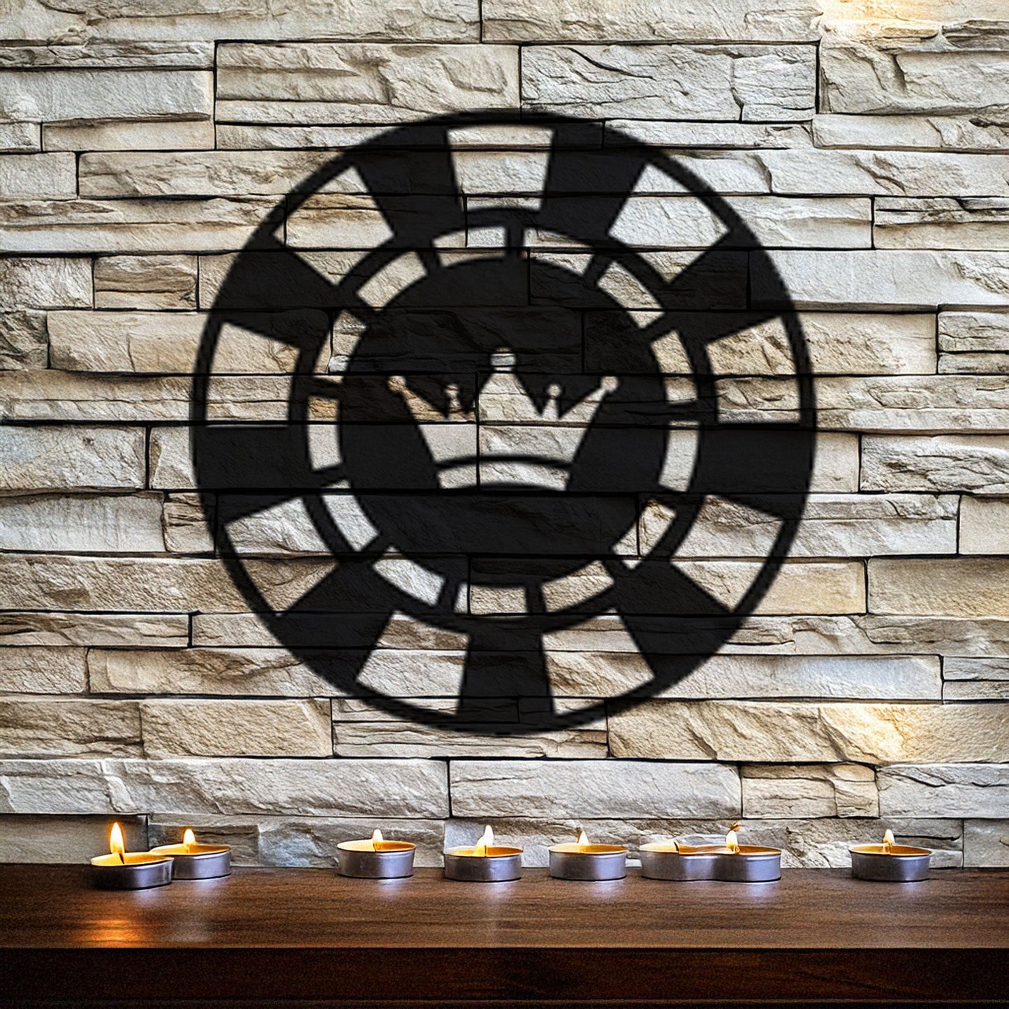 Laser Cut Metal Wall Decor, Poker Chip with Crown Design, Black Game Room Wall Art, Casino-Themed Accent, Matte Black Wall Art, Poker Lover Gift