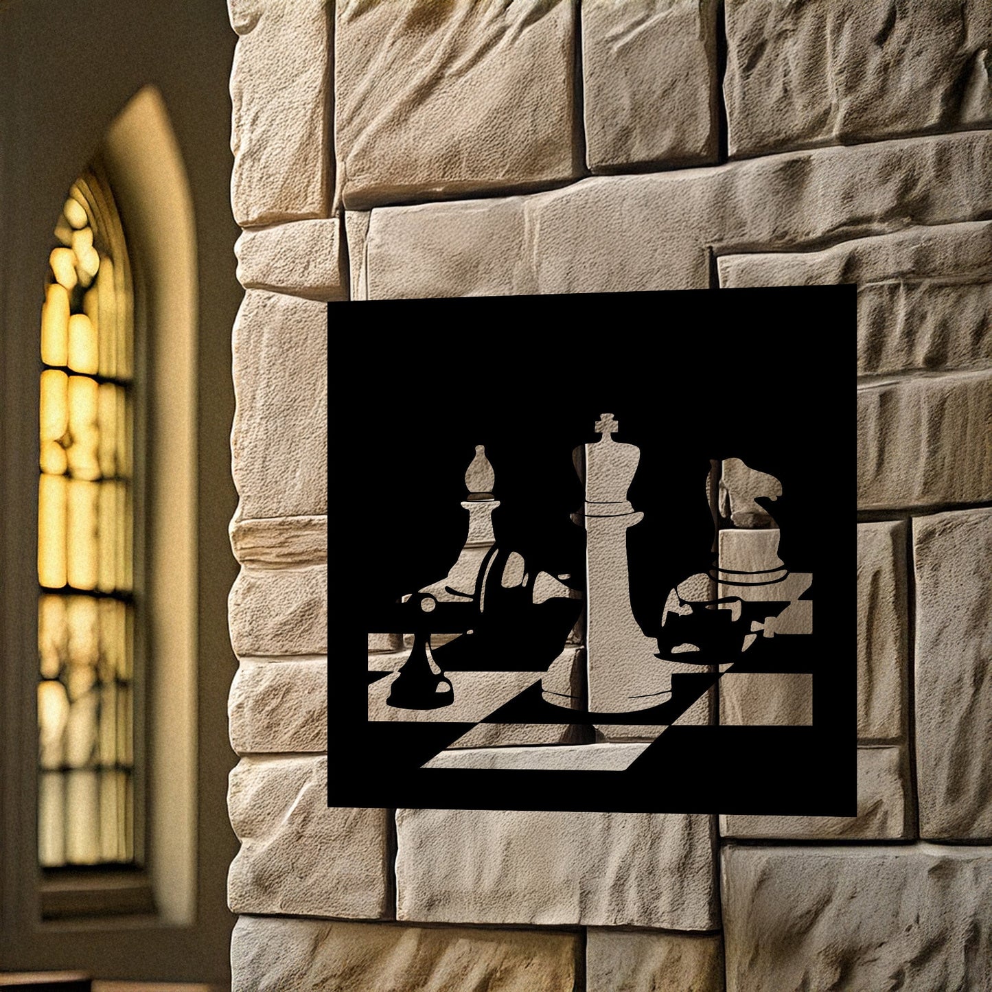 Laser Cut Metal Wall Decor, Chess Design, Black Chessboard Wall Art, Game Room Accent, Matte Black Wall Decor, Gift for Chess Enthusiasts
