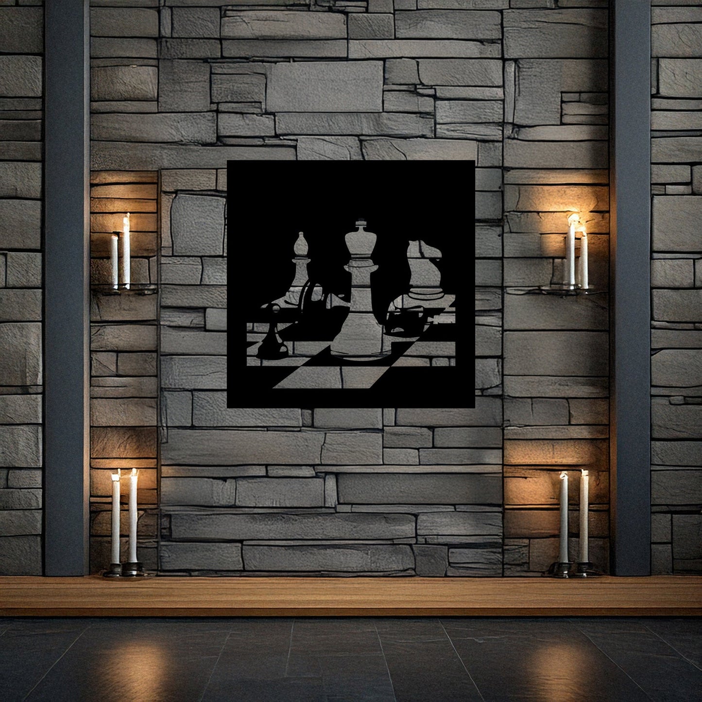 Laser Cut Metal Wall Decor, Chess Design, Black Chessboard Wall Art, Game Room Accent, Matte Black Wall Decor, Gift for Chess Enthusiasts