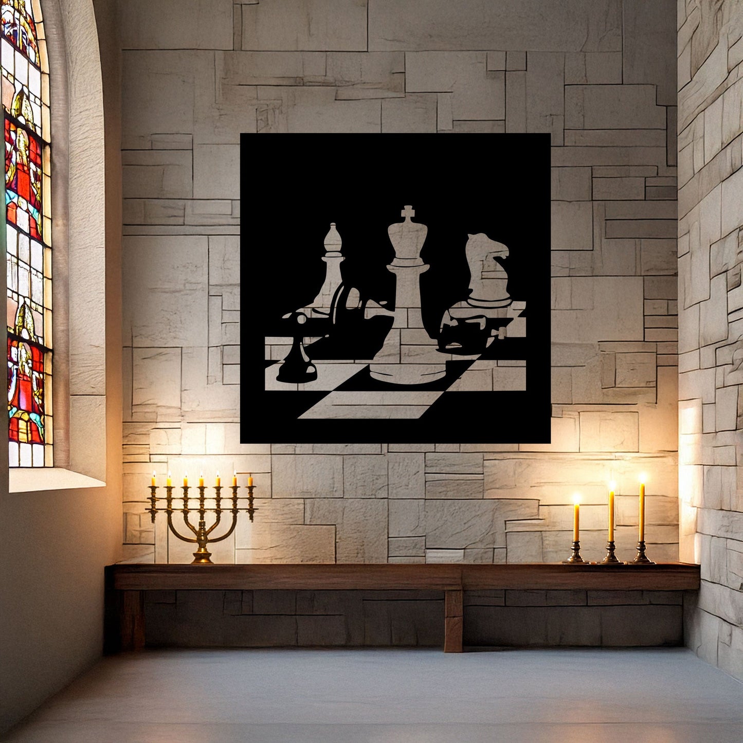 Laser Cut Metal Wall Decor, Chess Design, Black Chessboard Wall Art, Game Room Accent, Matte Black Wall Decor, Gift for Chess Enthusiasts