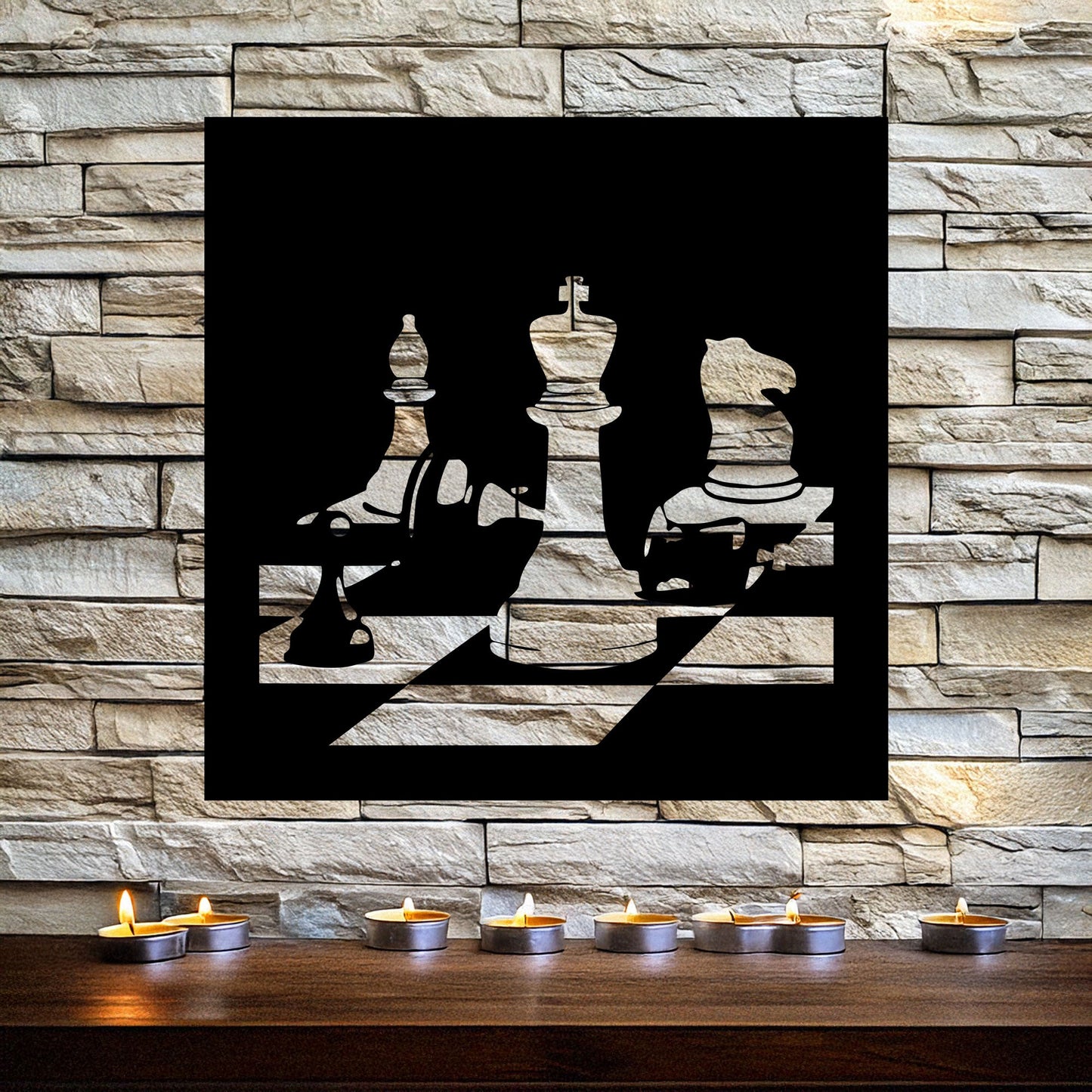 Laser Cut Metal Wall Decor, Chess Design, Black Chessboard Wall Art, Game Room Accent, Matte Black Wall Decor, Gift for Chess Enthusiasts