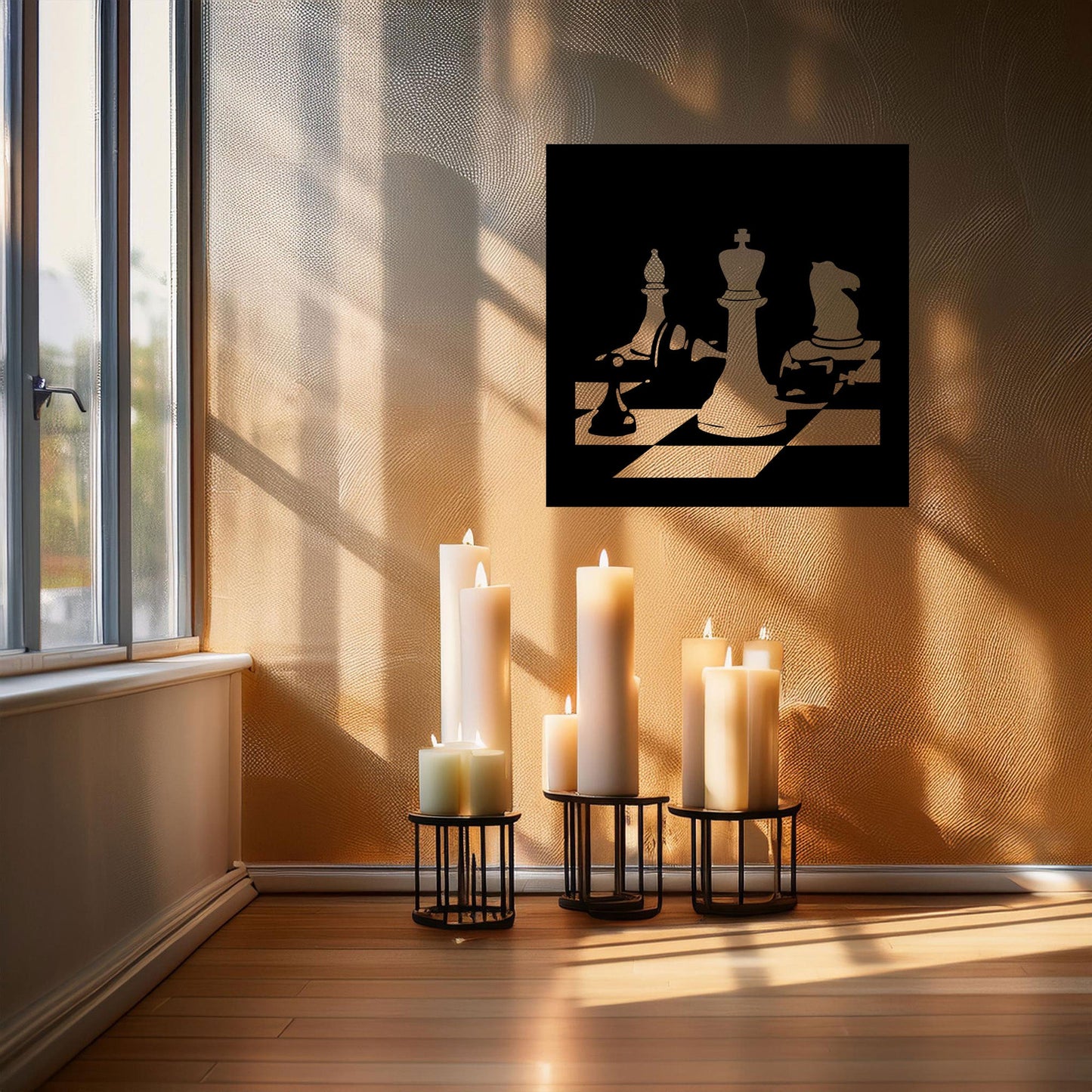 Laser Cut Metal Wall Decor, Chess Design, Black Chessboard Wall Art, Game Room Accent, Matte Black Wall Decor, Gift for Chess Enthusiasts