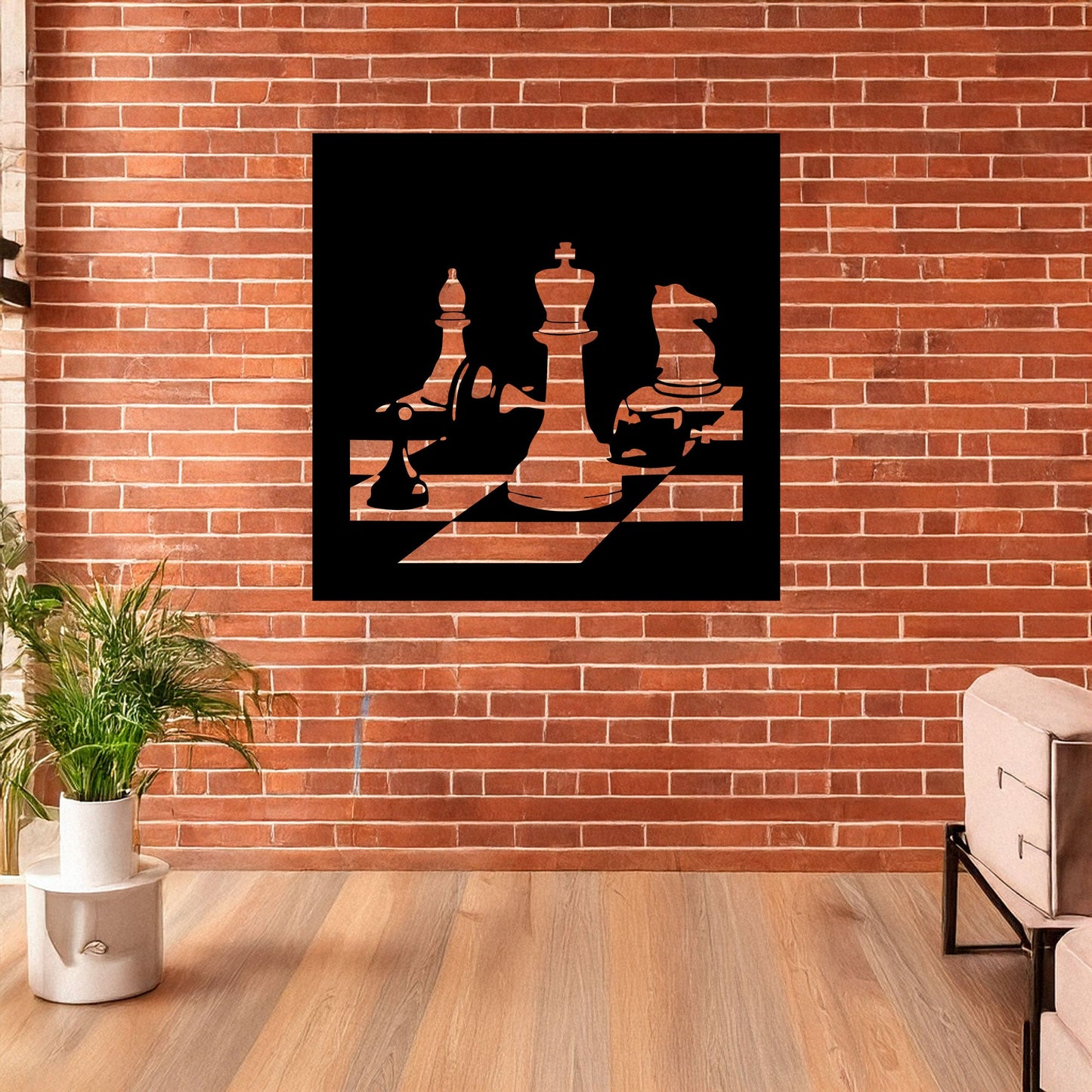 Laser Cut Metal Wall Decor, Chess Design, Black Chessboard Wall Art, Game Room Accent, Matte Black Wall Decor, Gift for Chess Enthusiasts
