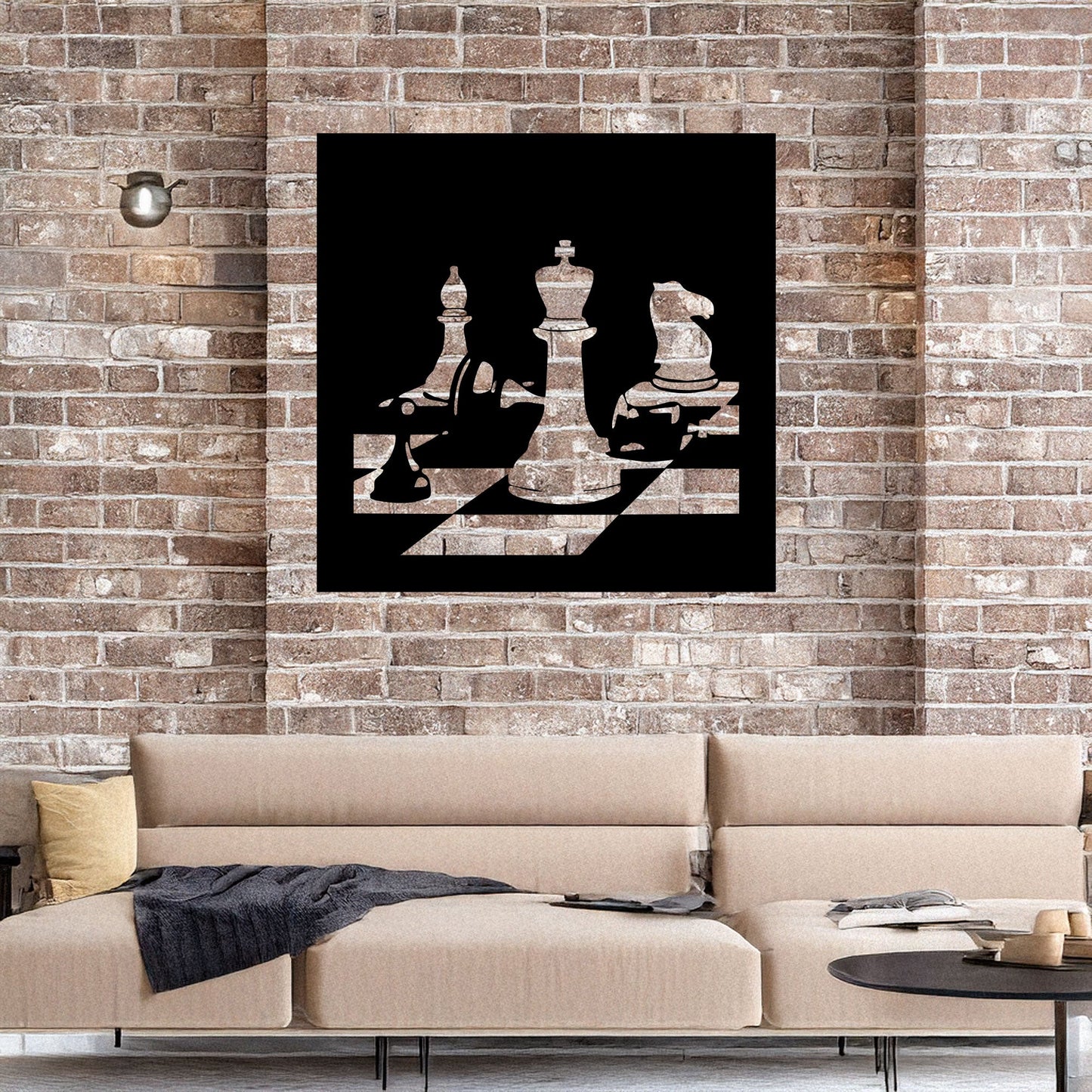 Laser Cut Metal Wall Decor, Chess Design, Black Chessboard Wall Art, Game Room Accent, Matte Black Wall Decor, Gift for Chess Enthusiasts