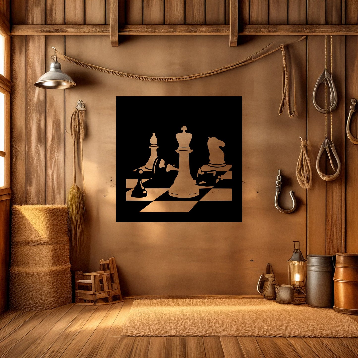 Laser Cut Metal Wall Decor, Chess Design, Black Chessboard Wall Art, Game Room Accent, Matte Black Wall Decor, Gift for Chess Enthusiasts