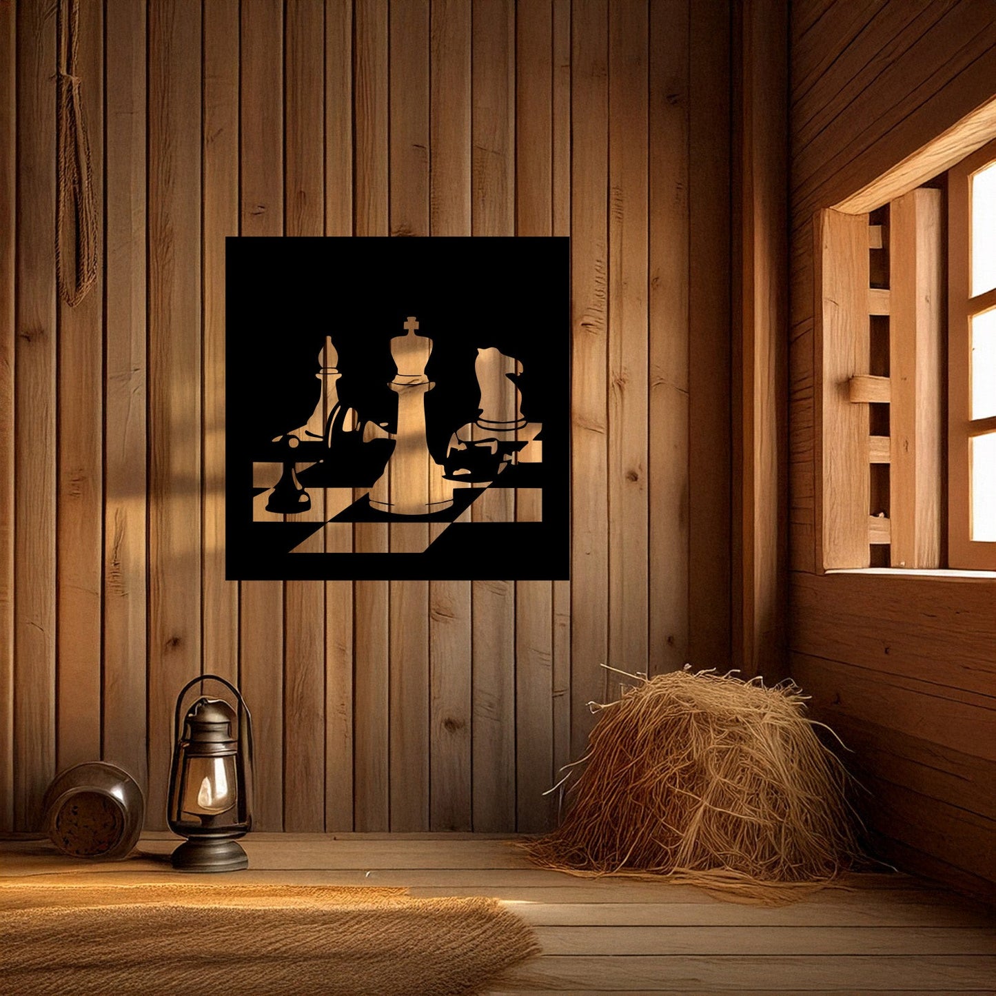 Laser Cut Metal Wall Decor, Chess Design, Black Chessboard Wall Art, Game Room Accent, Matte Black Wall Decor, Gift for Chess Enthusiasts