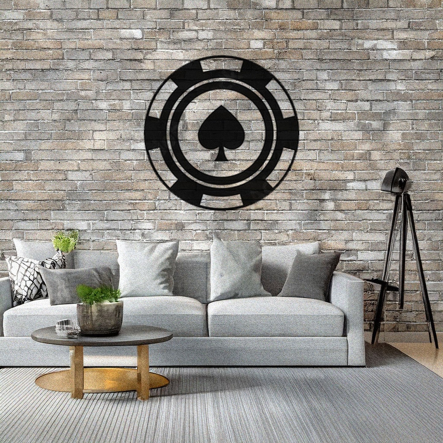 Laser Cut Metal Wall Decor, Poker Chip Spades Design, Black Casino-Themed Wall Art, Game Room Accent, Matte Black Wall Decor, Poker Lover Gift