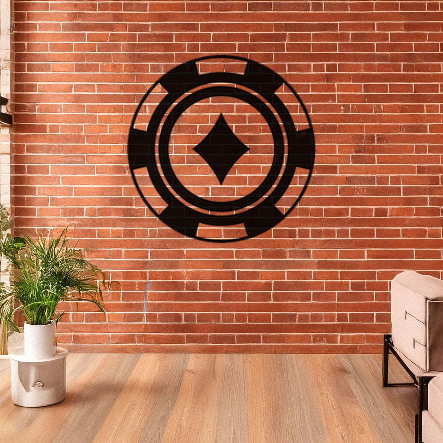 Laser Cut Metal Wall Decor, Poker Chip Diamond Design, Black Casino Wall Art, Game Room Accent, Matte Black Wall Decor, Poker Lover Gift